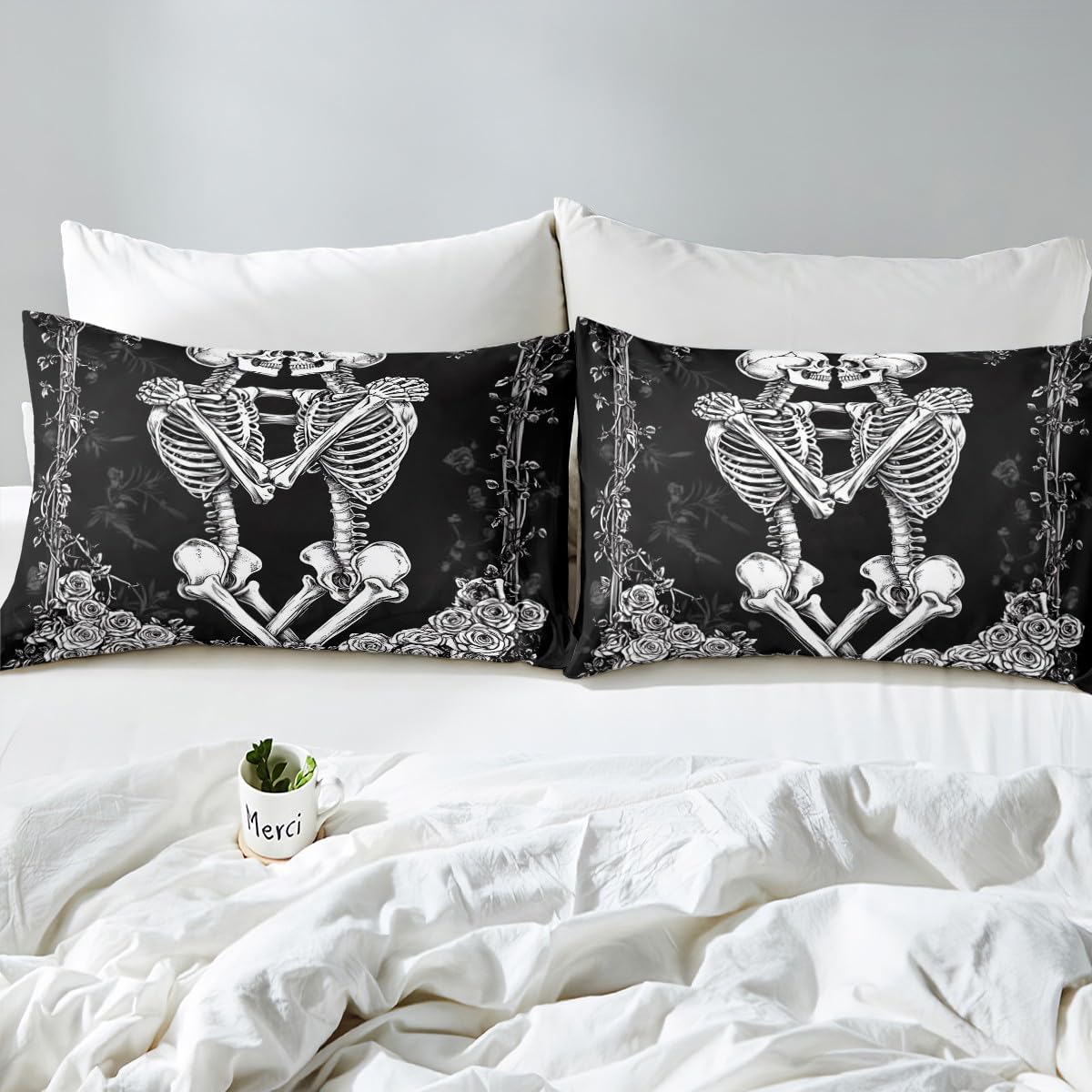 Skeleton Couple Kids Fitted Sheet Set Twin Size 1