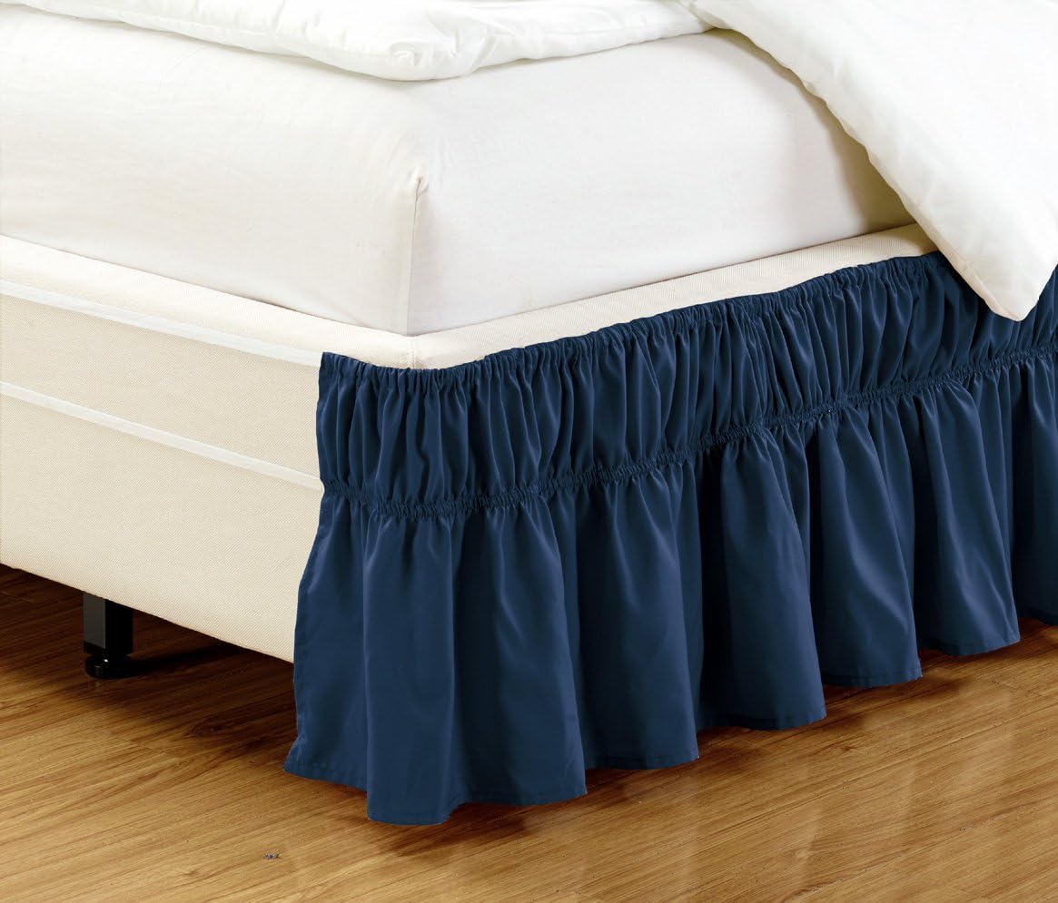 Grand Linen Fall Navy Blue Ruffled Bed Skirt 16 inch