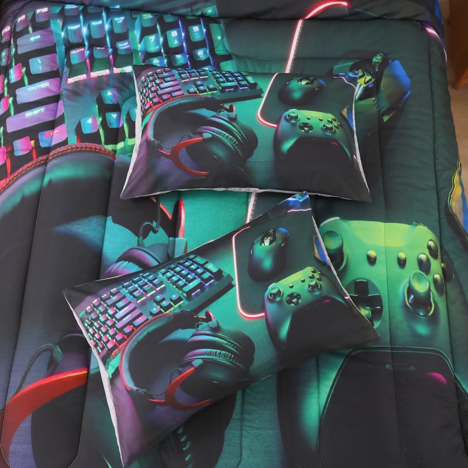 6 Pieces Gamer Comforter Set Twin for Boys