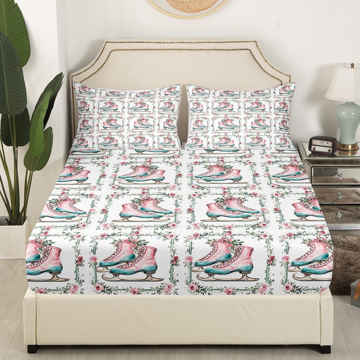 Manfei Ice Skates Fitted Sheet Set Twin Size 1