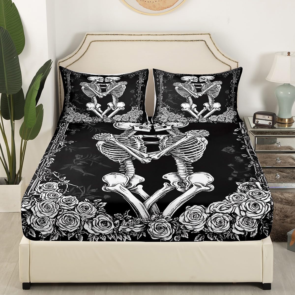 Skeleton Couple Kids Fitted Sheet Set Twin Size 1