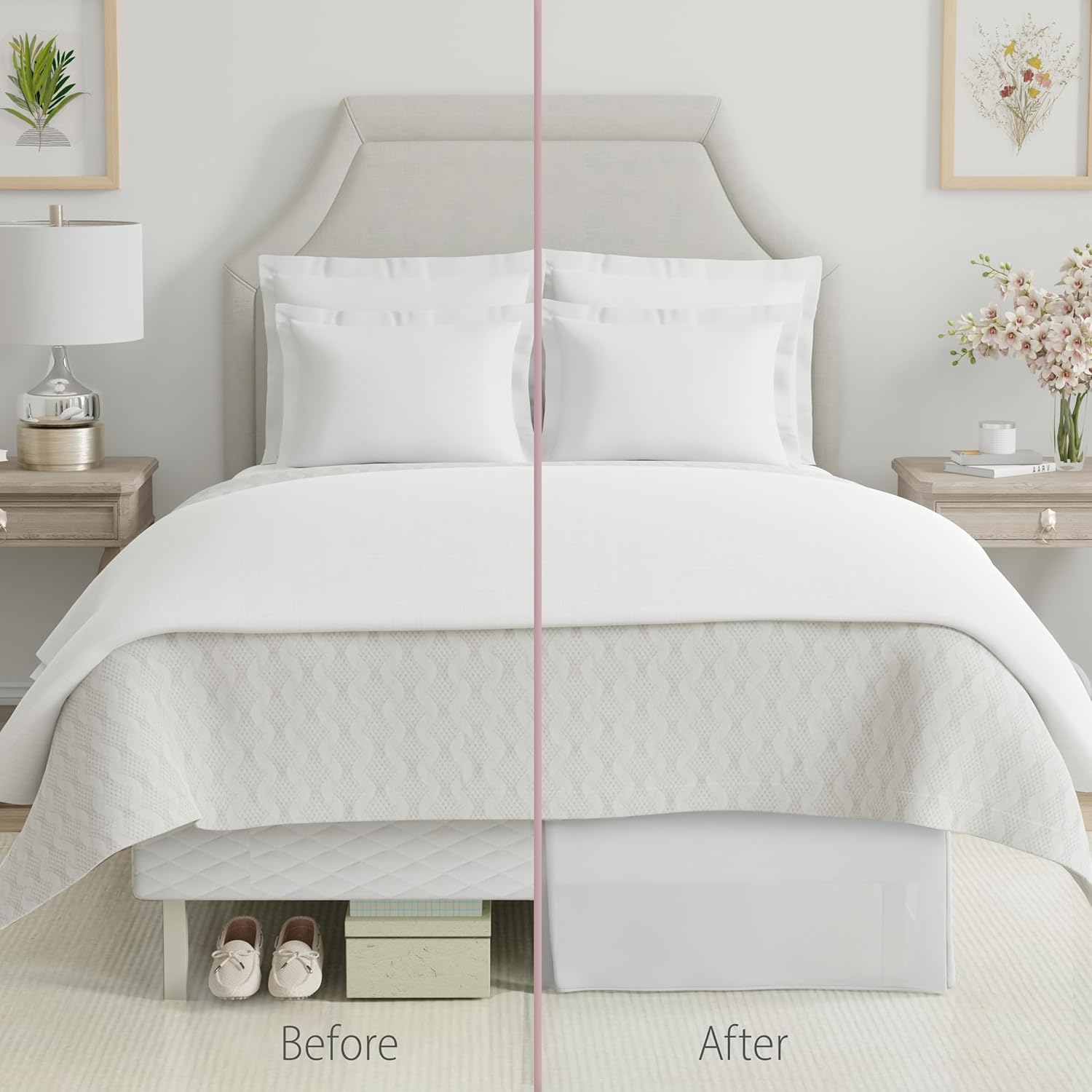 FRESH IDEAS Linenweave Hemstitch Bed Skirt - Twin White