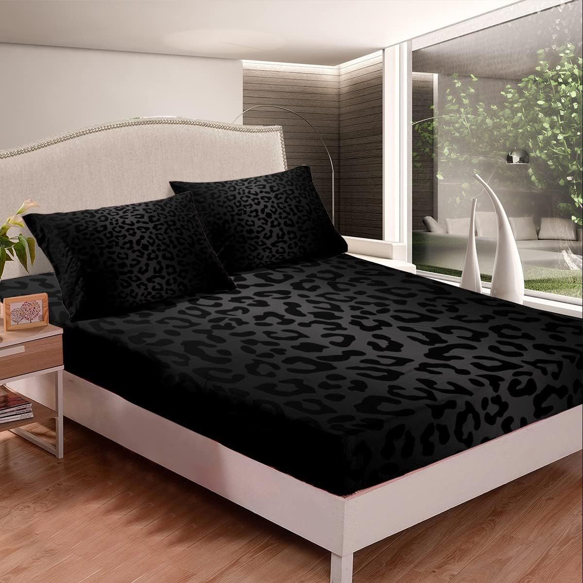 Feelyou Leopard Print Sheet Set King Size 4Pcs