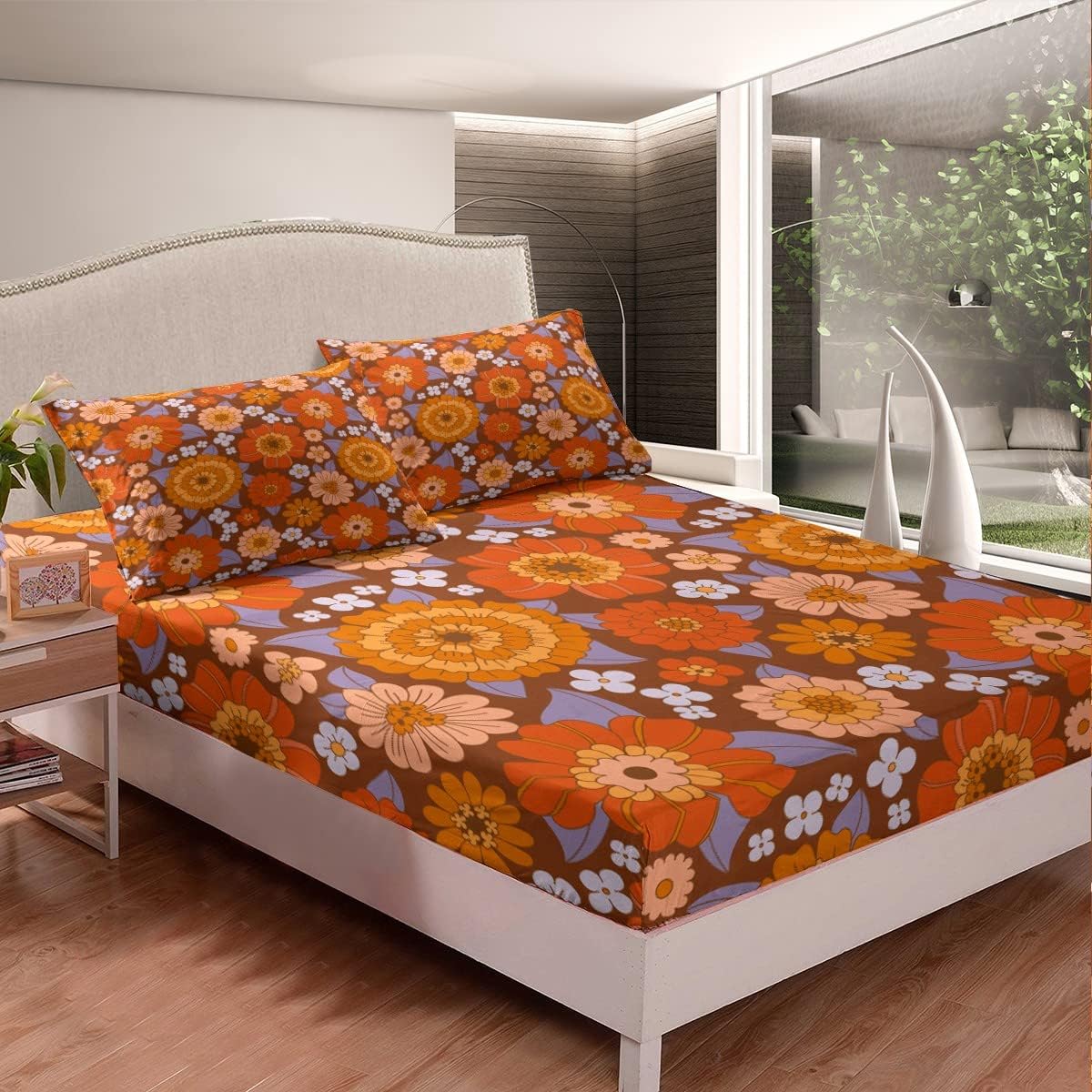 Erosebridal 70s Groovy Boho King Bed Sheet Set