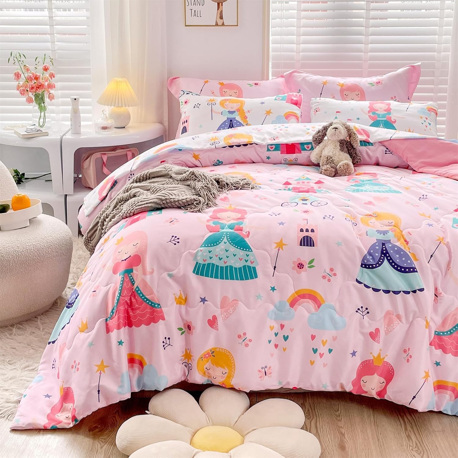 Wajade Kids Princess Comforter Set Queen 3 Piece