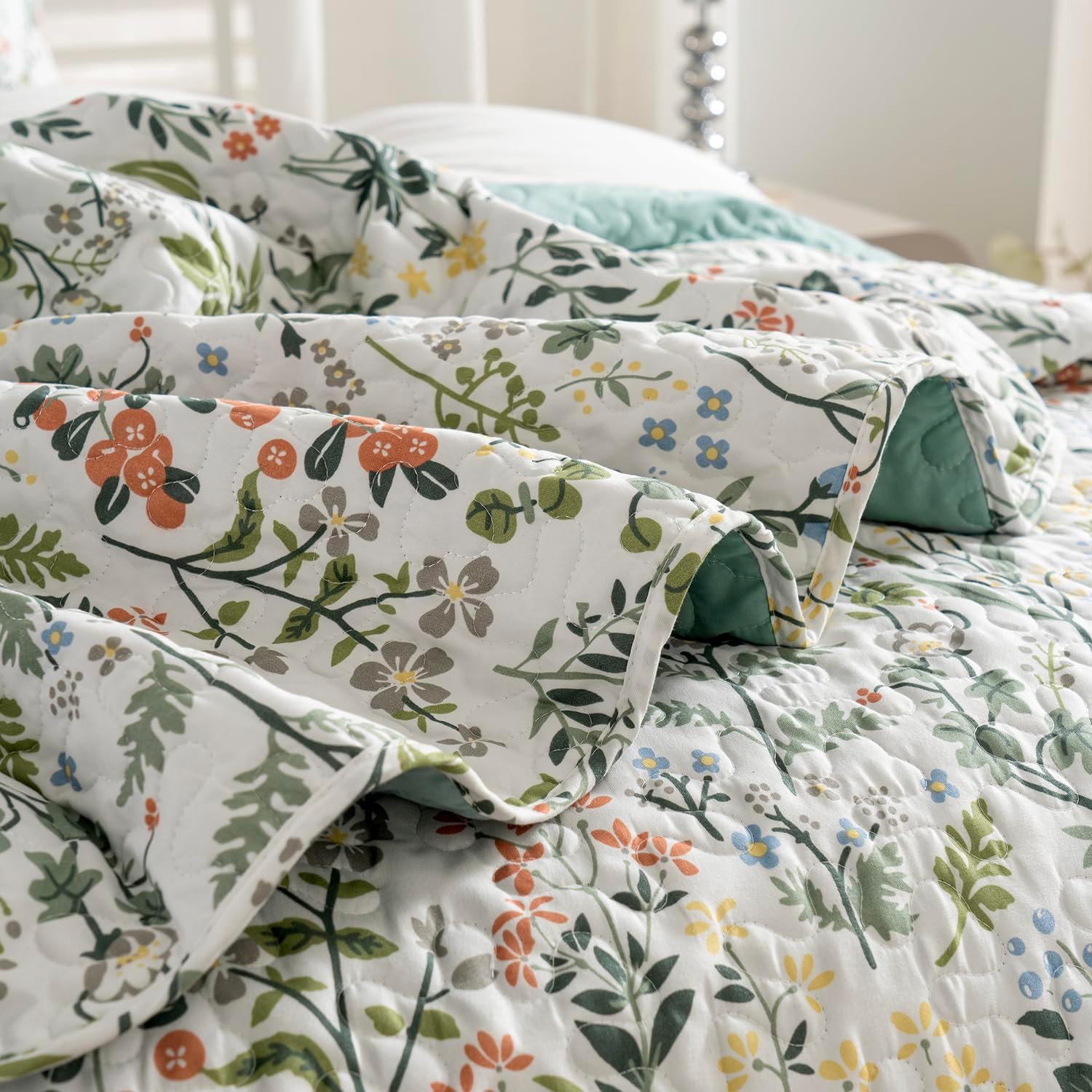 BUPIRD Floral Quilt Set King 3 Pieces