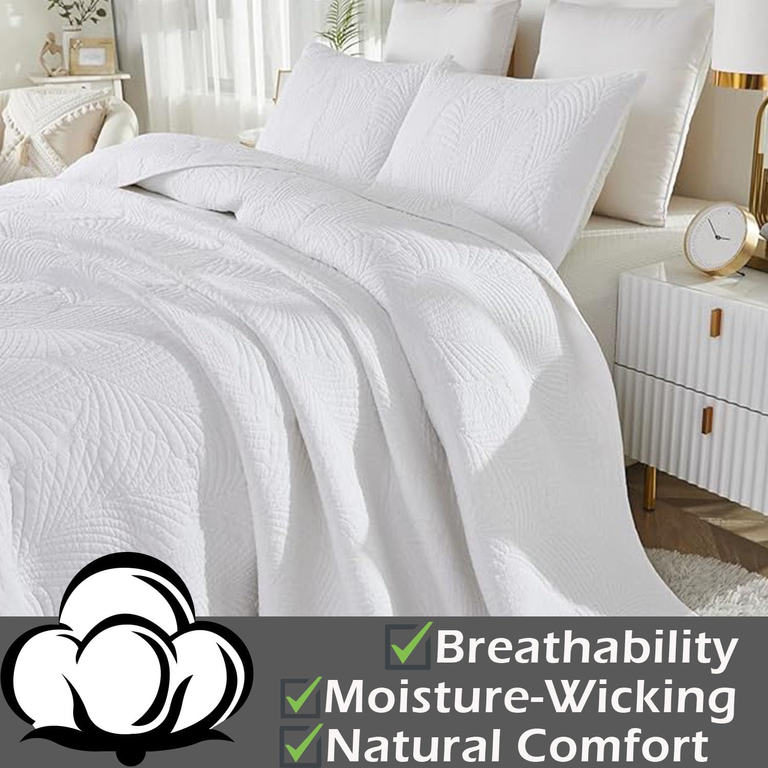 Brandream Cotton Luxury Queen Quilt Set 3-Piece