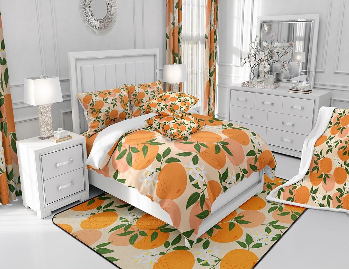 Feelyou Cartoon Orange Bedding Set for Kids 4pcs