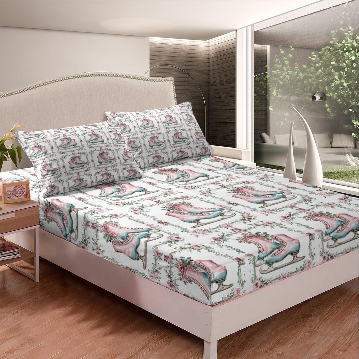Manfei Ice Skates Fitted Sheet Set Twin Size 1