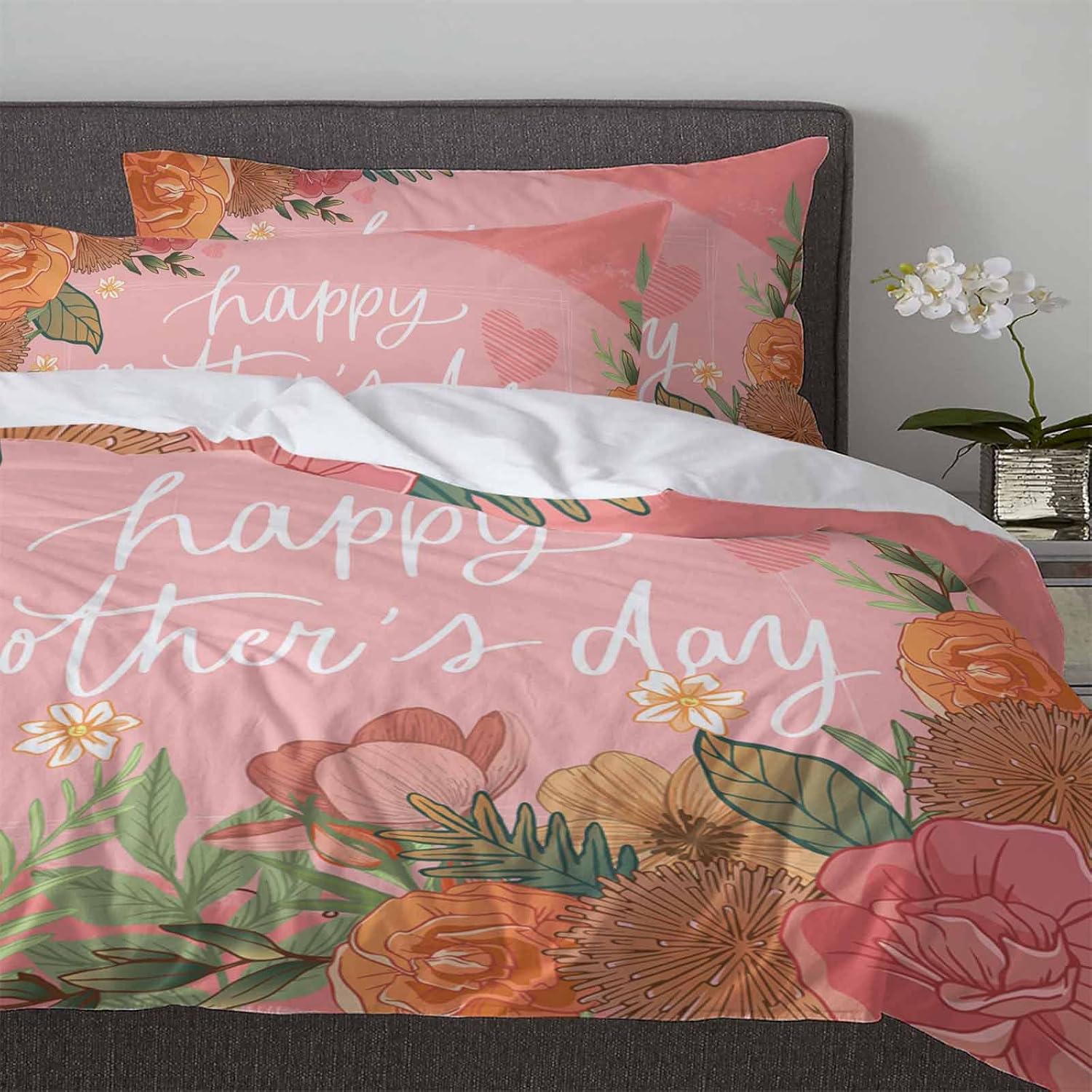 ZOE GARDEN Retro Sunflowers Floral Pink Duvet Cover Set