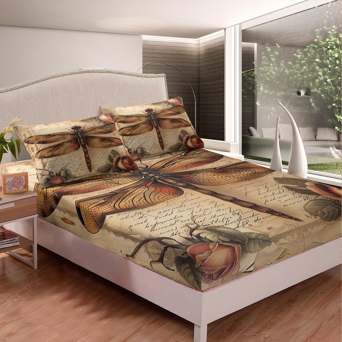 Manfei Dragonfly Fitted Sheet Set Twin Size
