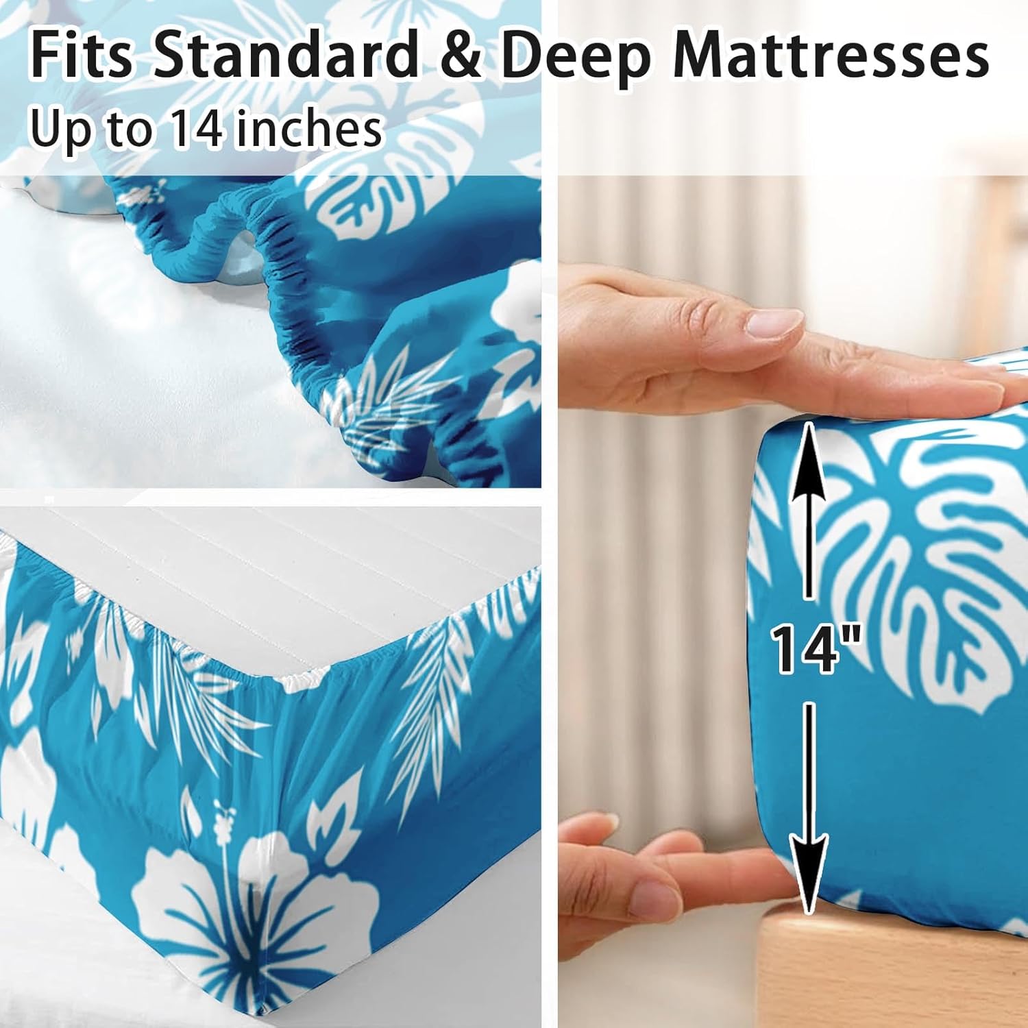Pamnest King Size Microfiber Sheet Set with Hibiscus Pattern
