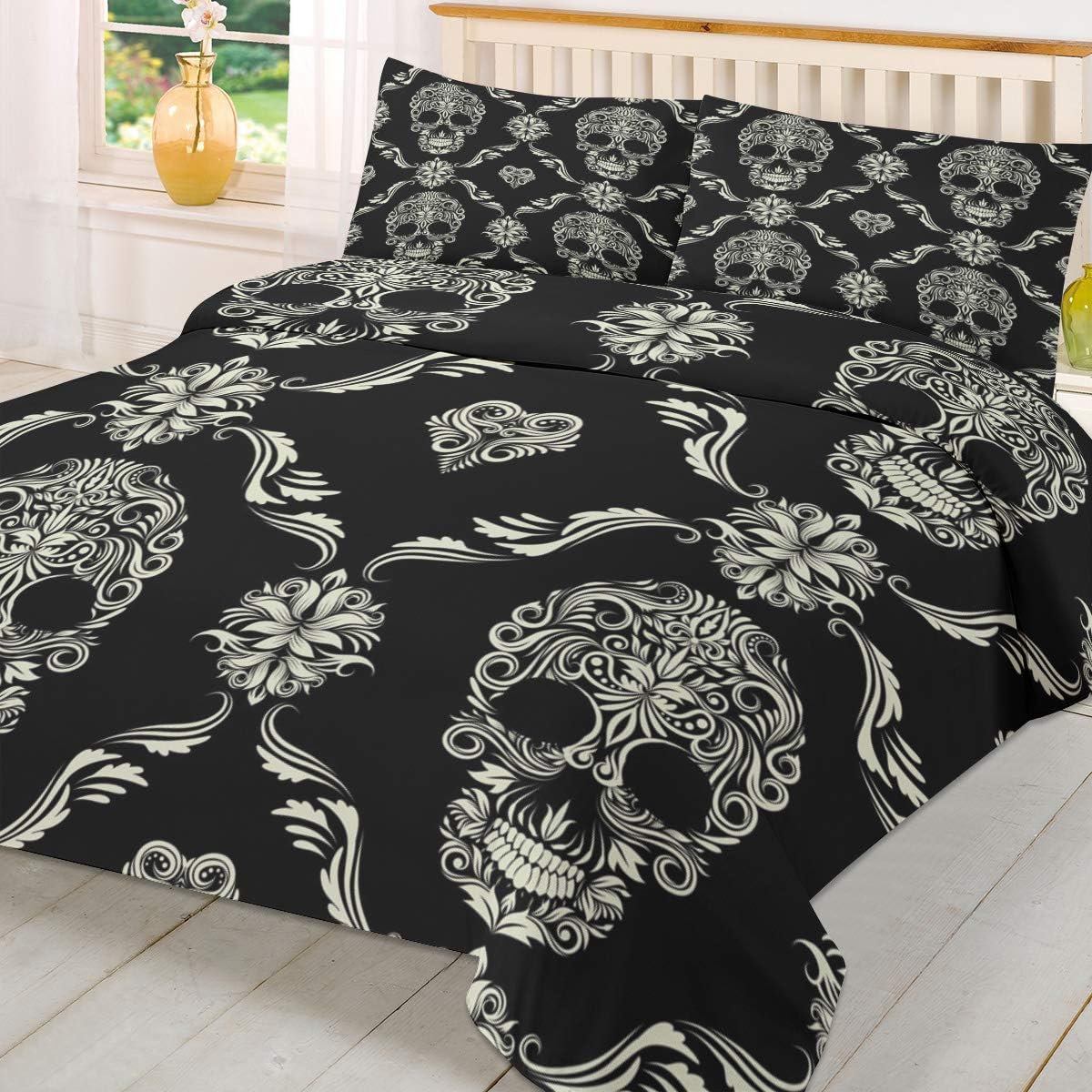 LooPoP 3PC Comforter Set Halloween Wing Skull 1