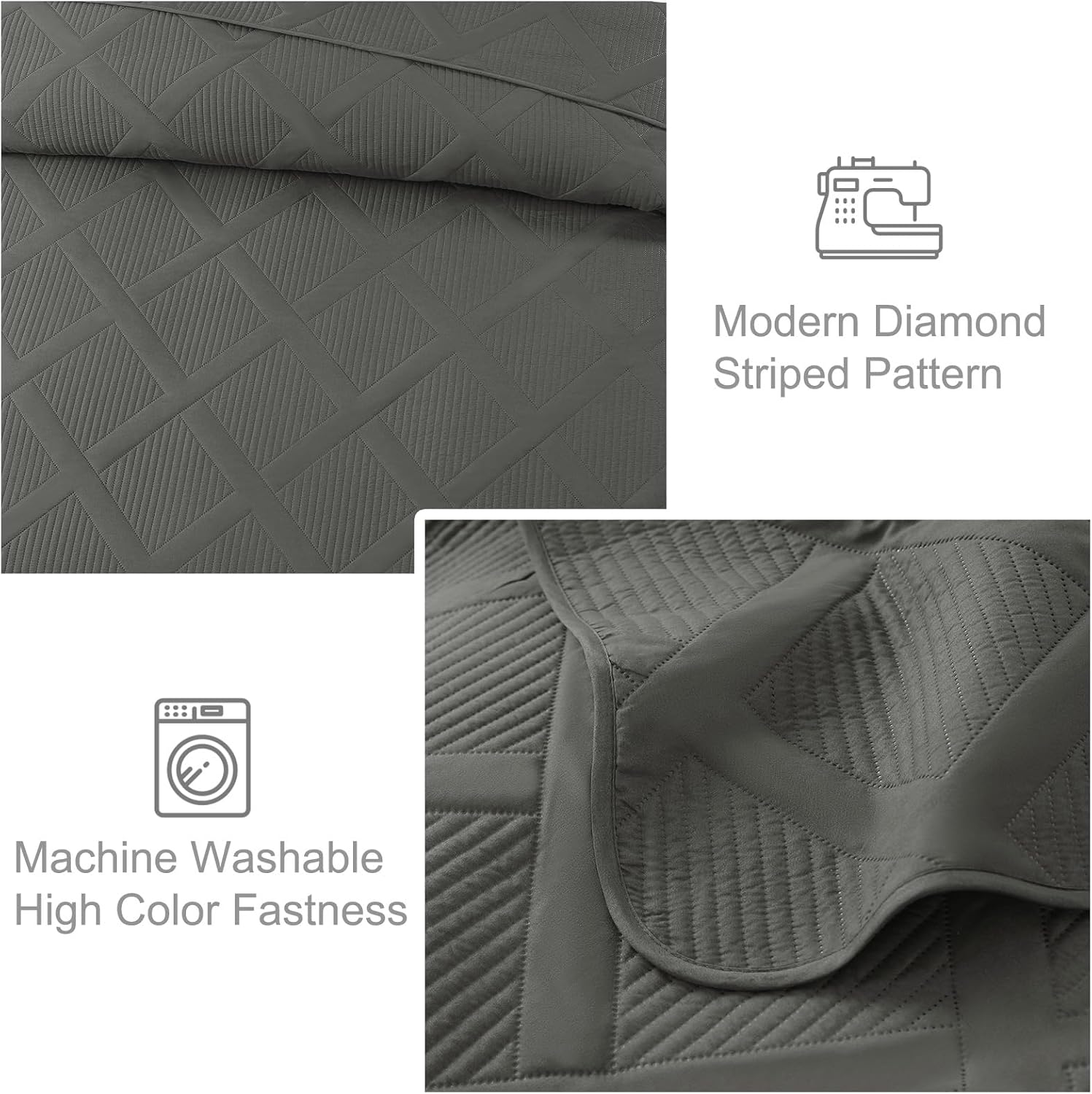 Exclusivo Mezcla Cal King Quilt Set Modern Striped 3 Piece