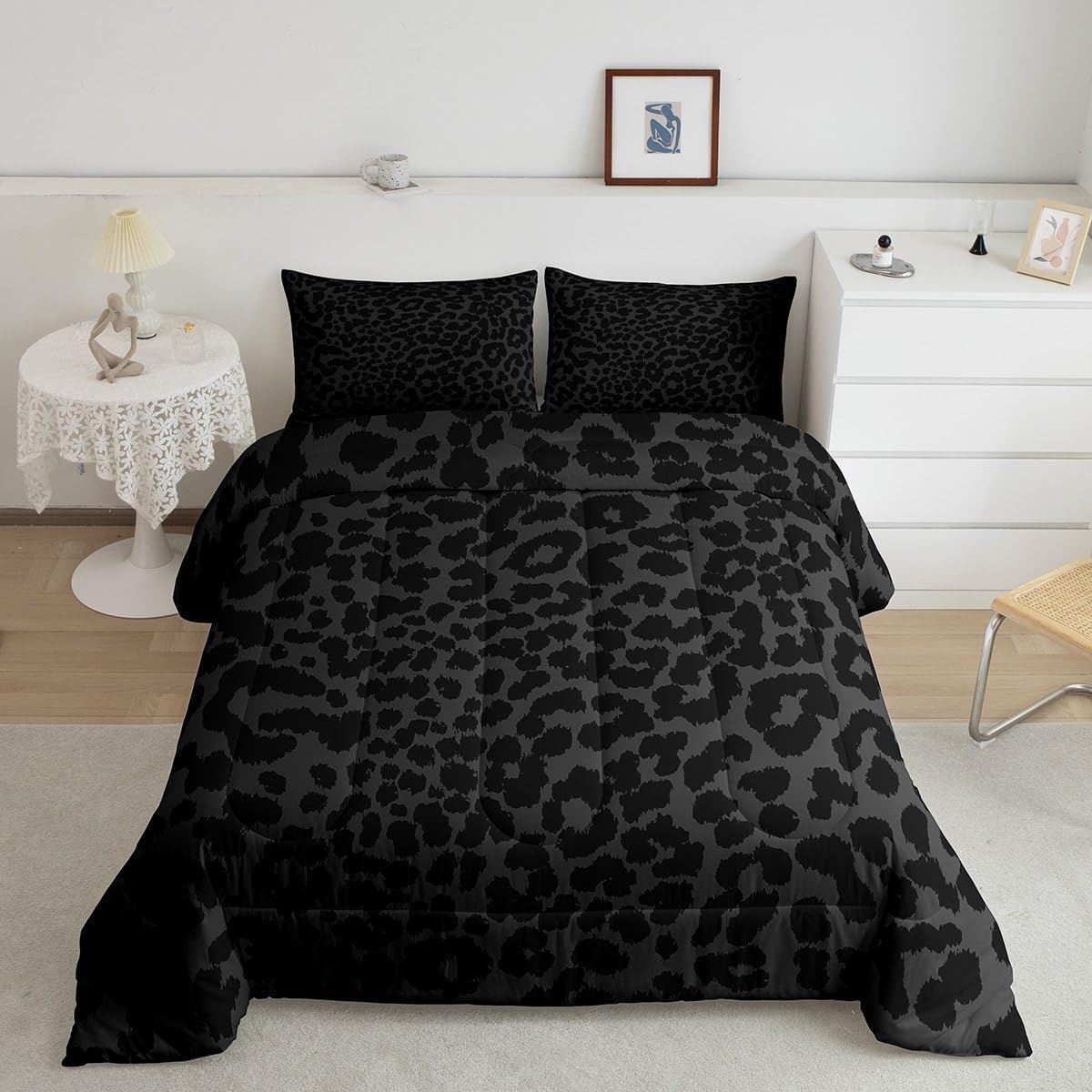 Manfei Leopard Print Comforter Set Queen Size 1