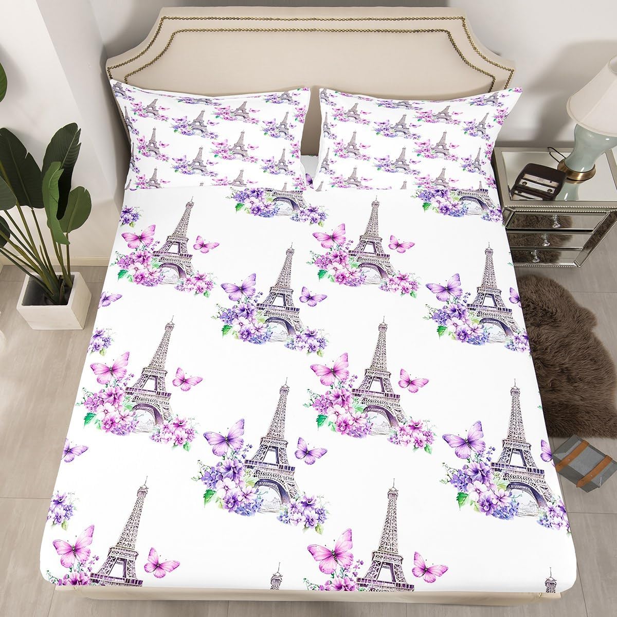 Castle Fairy Eiffel Tower Microfiber Bed Set