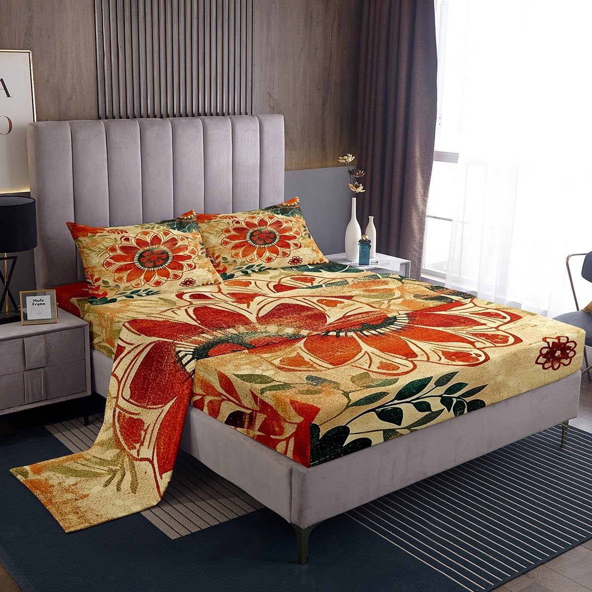 Erosebridal Bohemian Groovy King Size Sheet Set