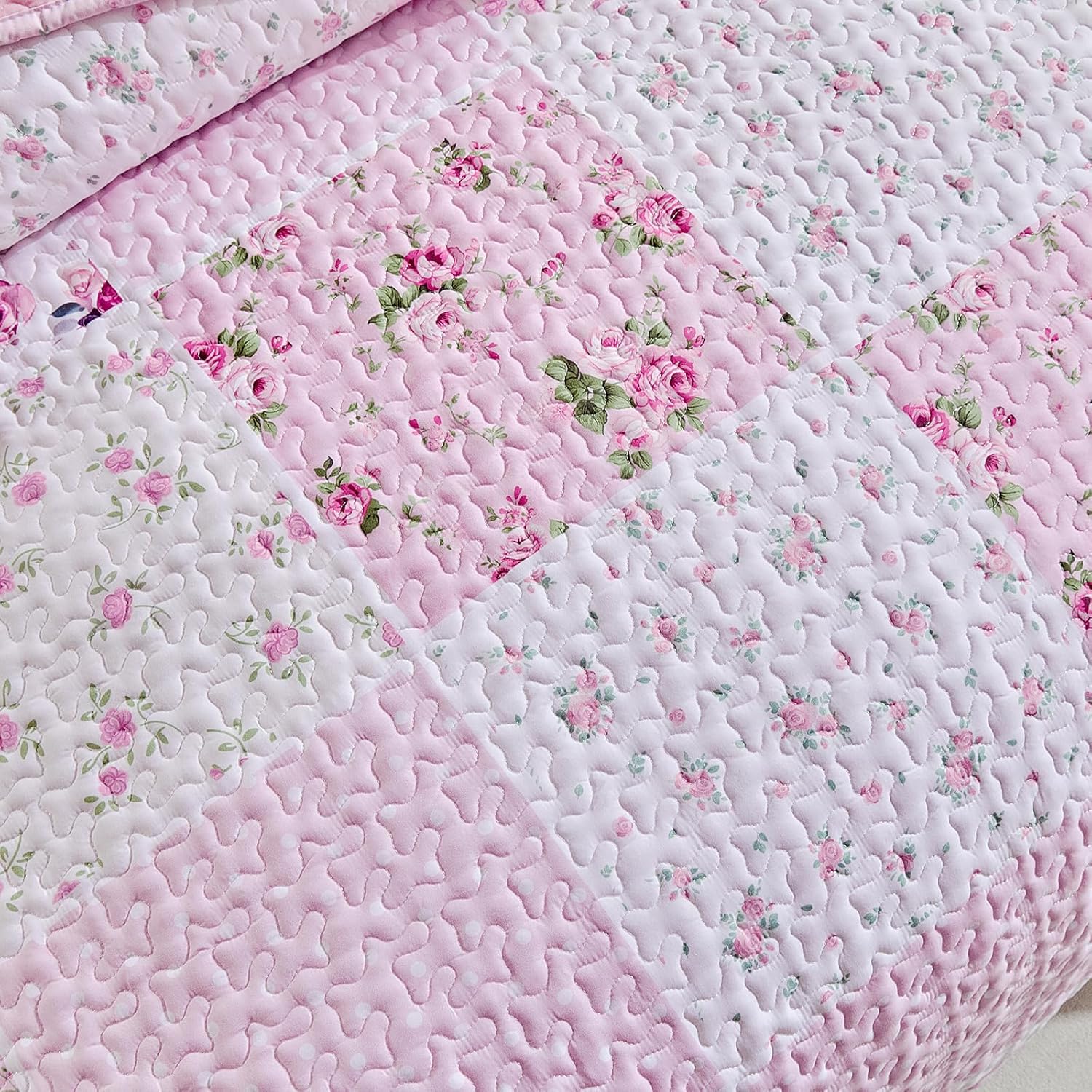 UOZZI Patchwork Quilt Set Queen Size 3 Pieces