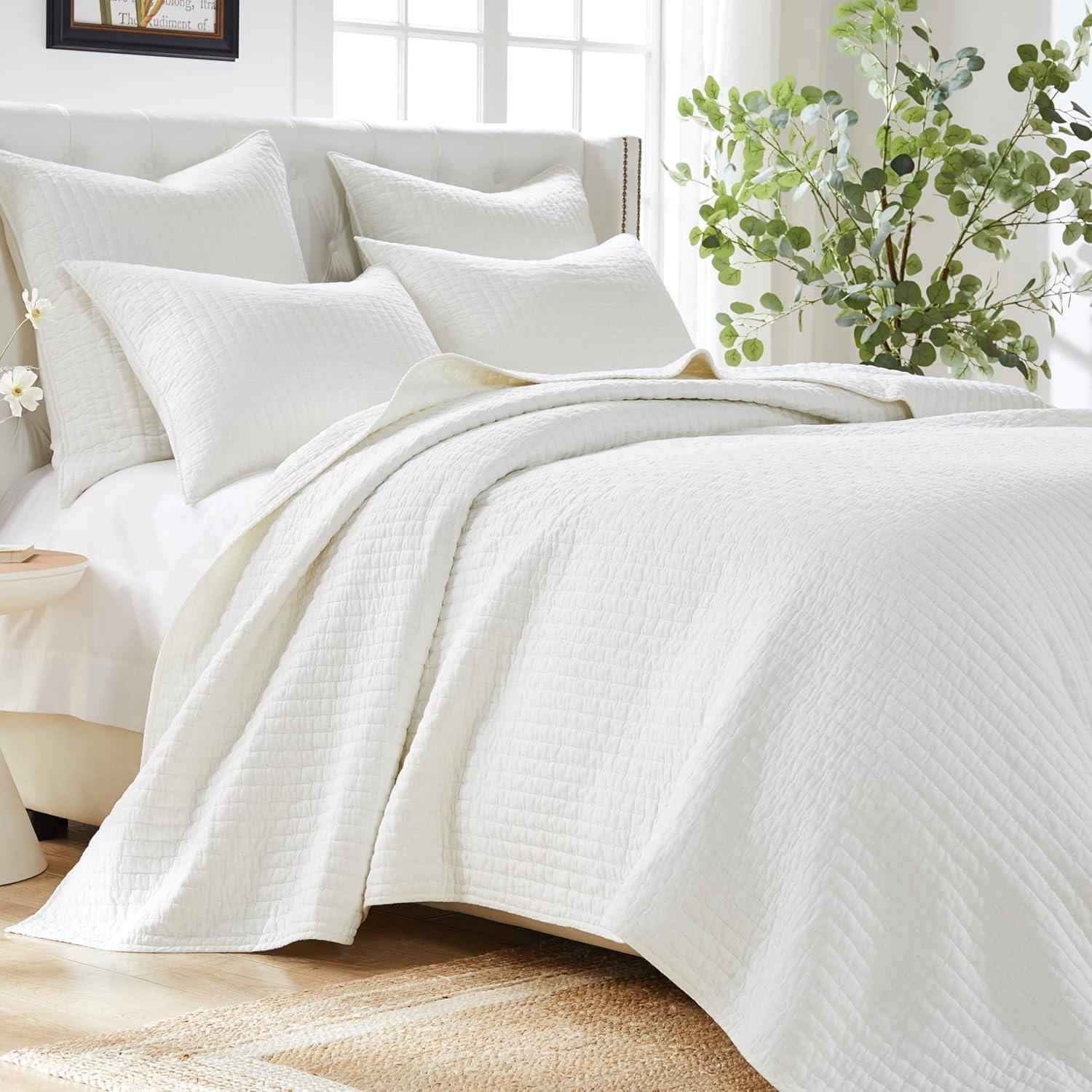 Greenland Home Textured Bedding Set Twin XL Antique White