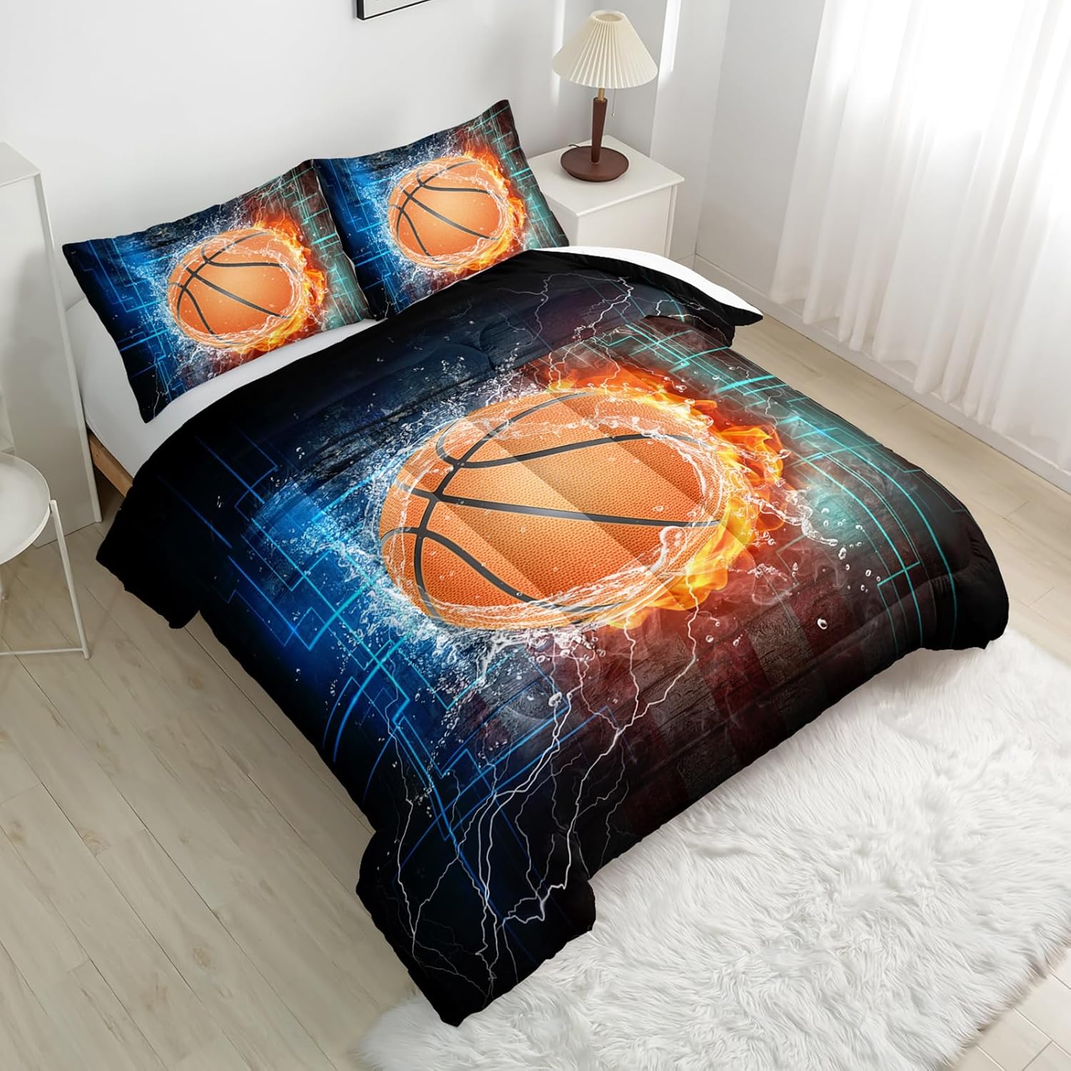 Nttopship Basketball Boys 3-Piece Comforter Set
