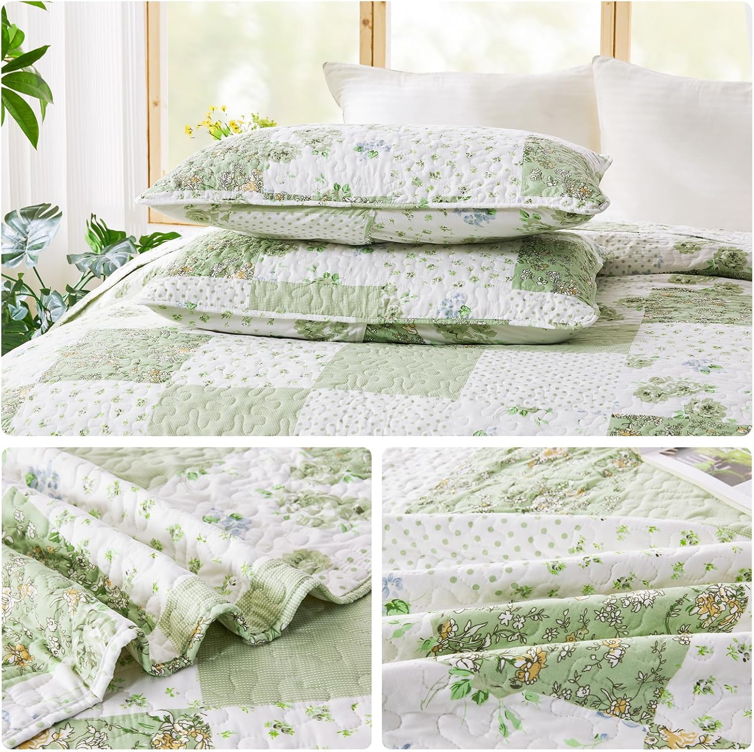 VIVILINEN Oversized King Size Reversible Quilt Set