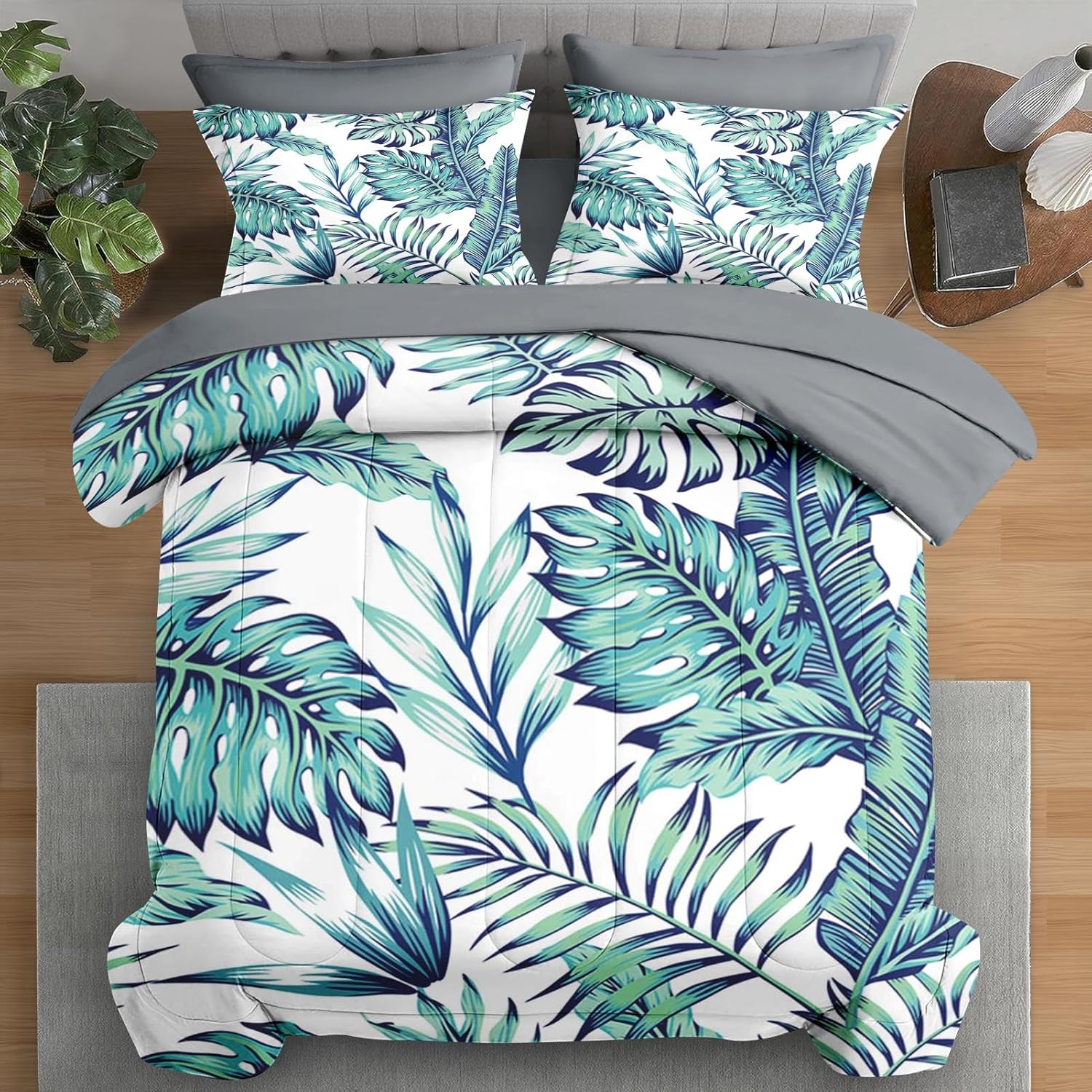 Pamnest Comforter Set King Size Blue Beach Geometric 1