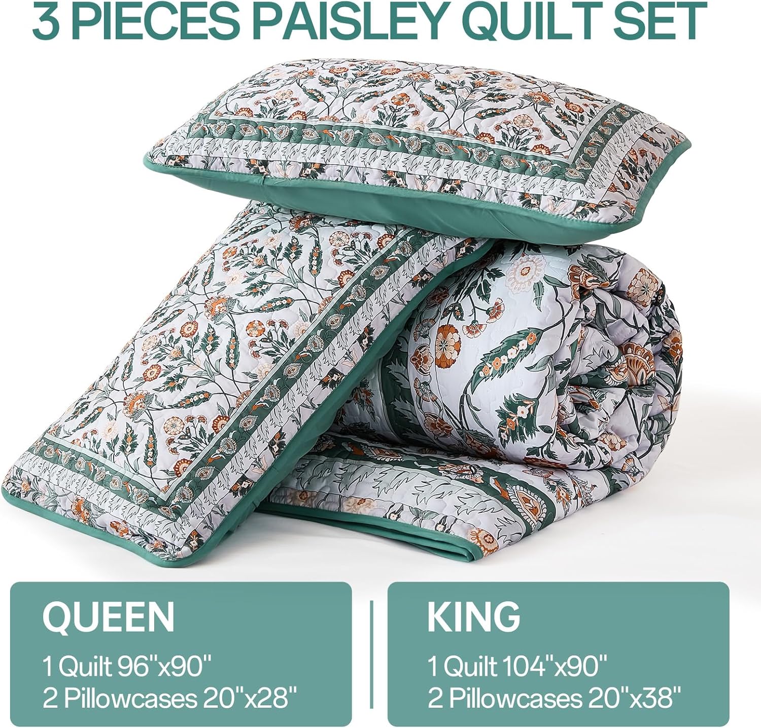 DJY King Size Quilt Set with 2 Pillowcases 1