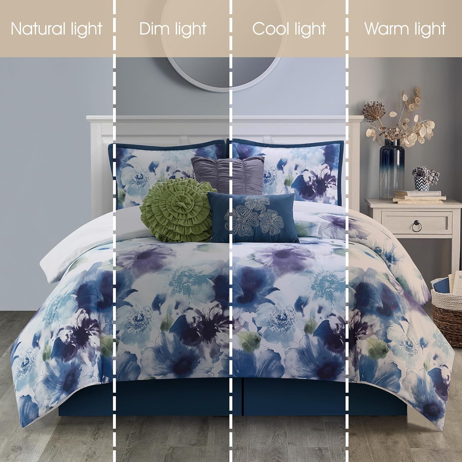 Grand Avenue Blue Purple Comforter Set 7 Piece