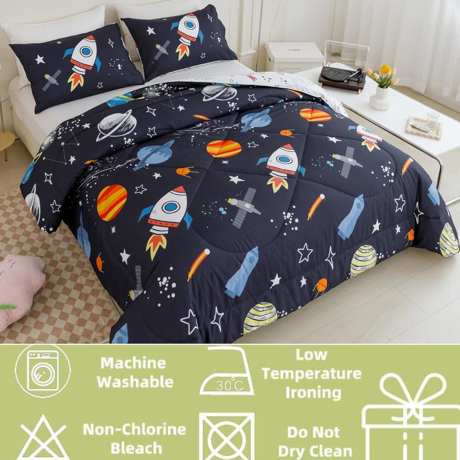 RYNGHIPY Space Rocket Comforter Set Queen Size