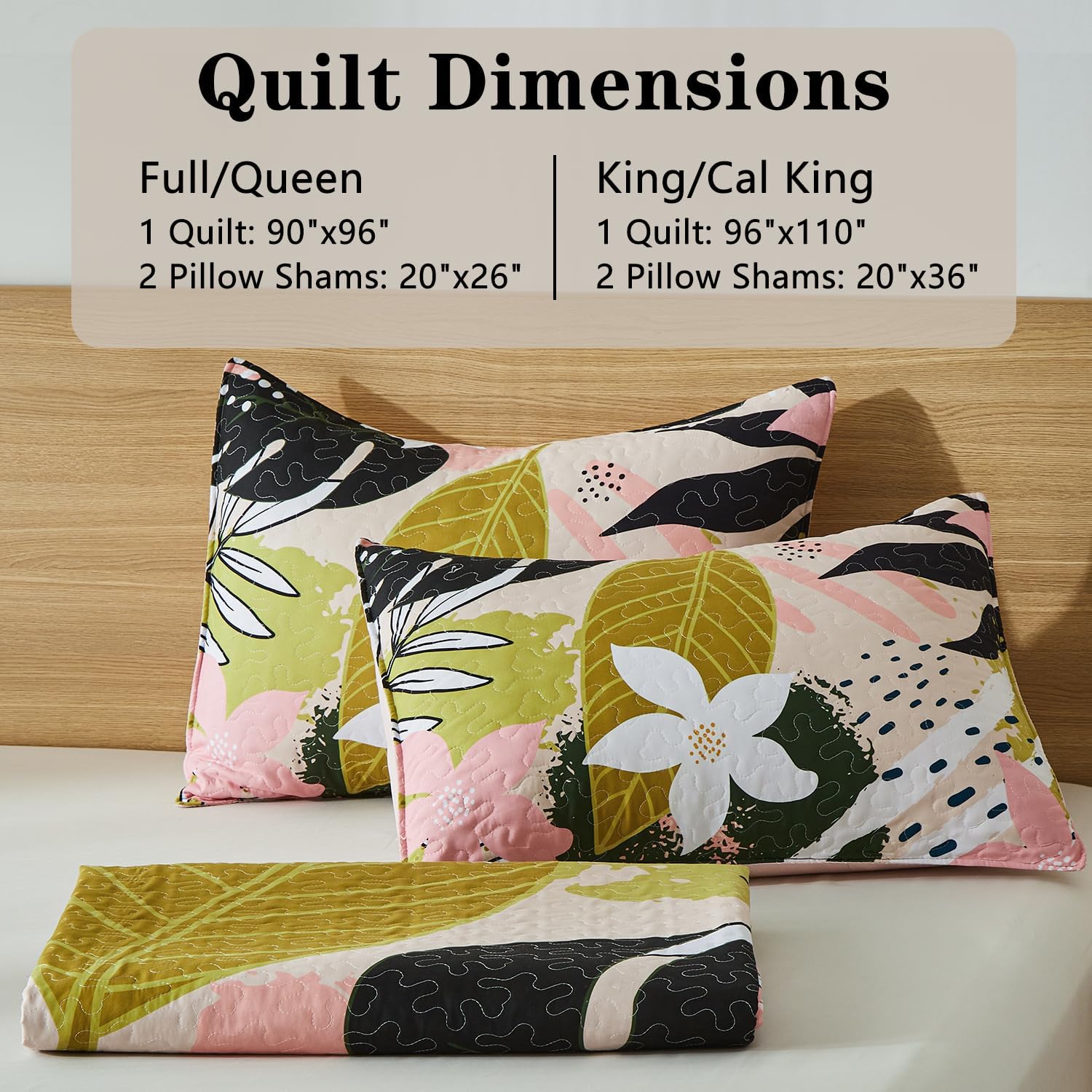 Yogeneg King Quilt Bedding Set Elegant Botanical Pattern