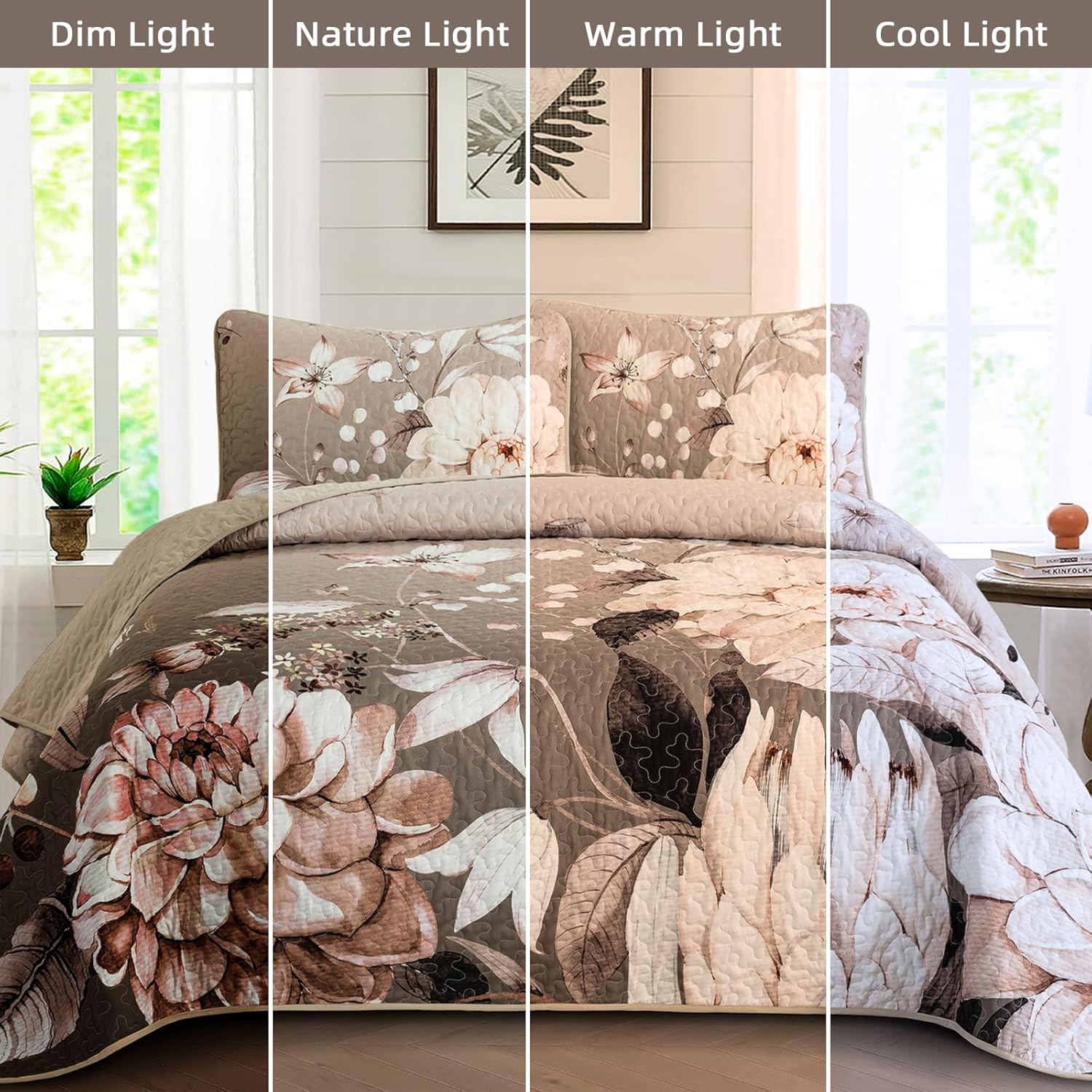 Drucon Floral Quilt Set Queen Size 3 Pieces