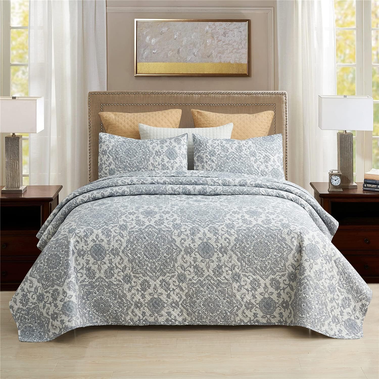 MERRY HOME Queen Quilt Set 3-Piece Reversible Bedding