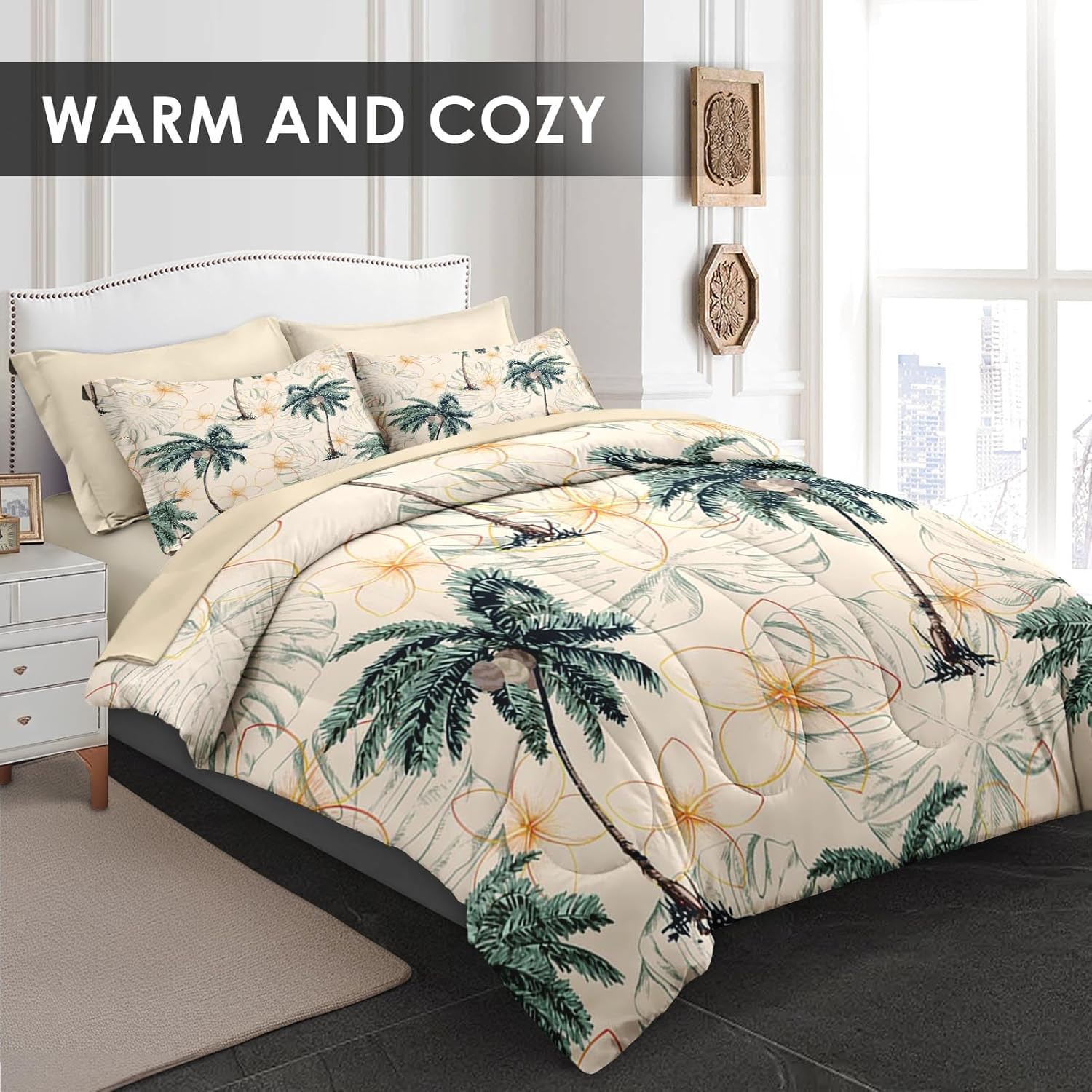 Pamnest Queen Size Comforter Set with 7 Pcs Bedding