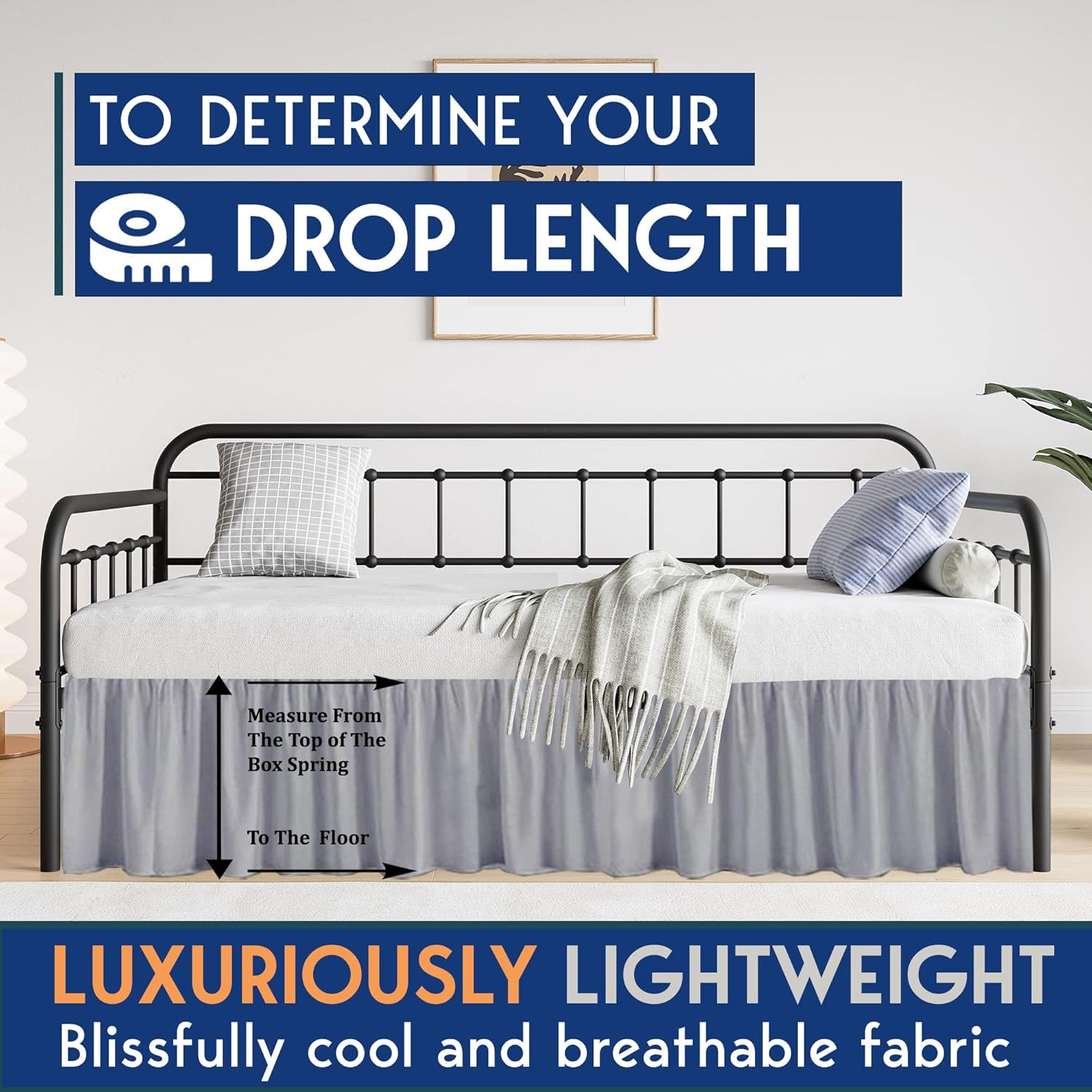 Ruffled Daybed Skirt with Split Corners Twin Size