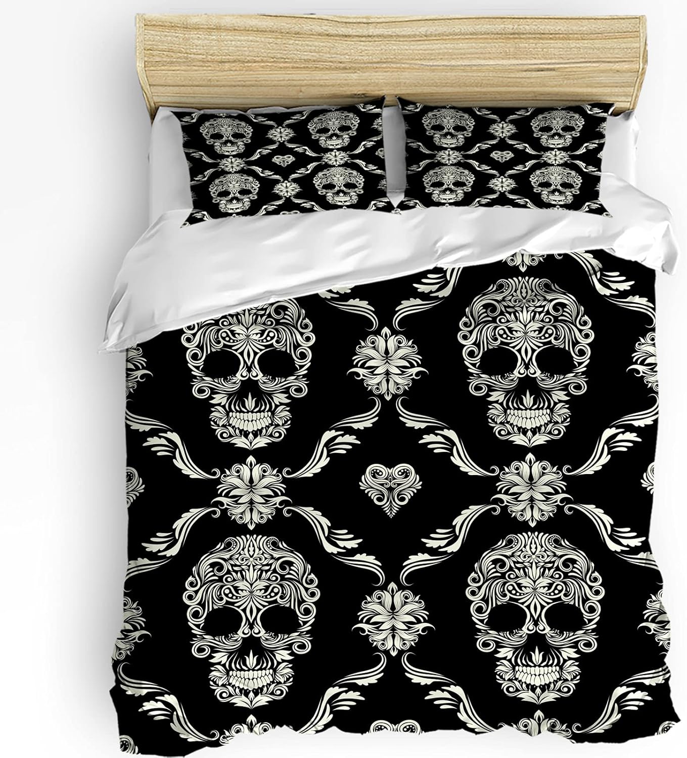 LooPoP 3PC Comforter Set Halloween Wing Skull 1