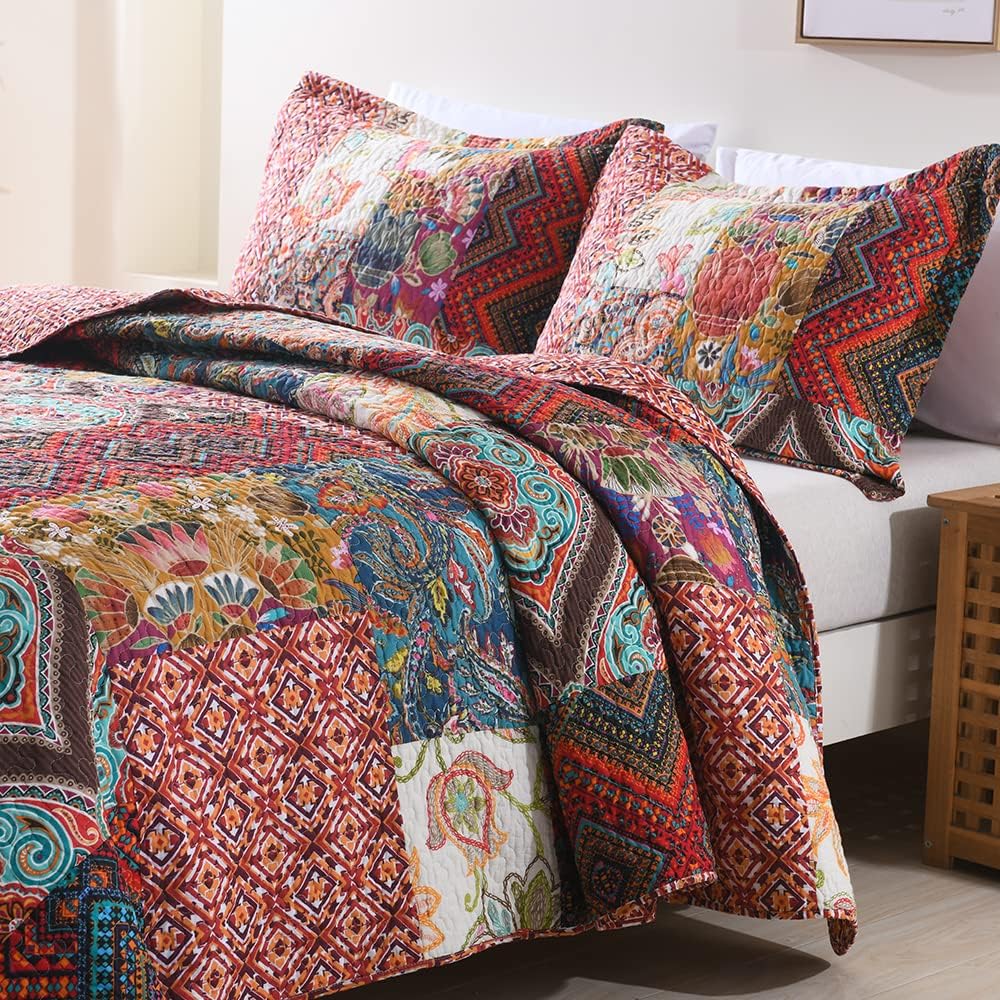 Autumn Dream Cotton Patchwork Quilt Set Queen Size