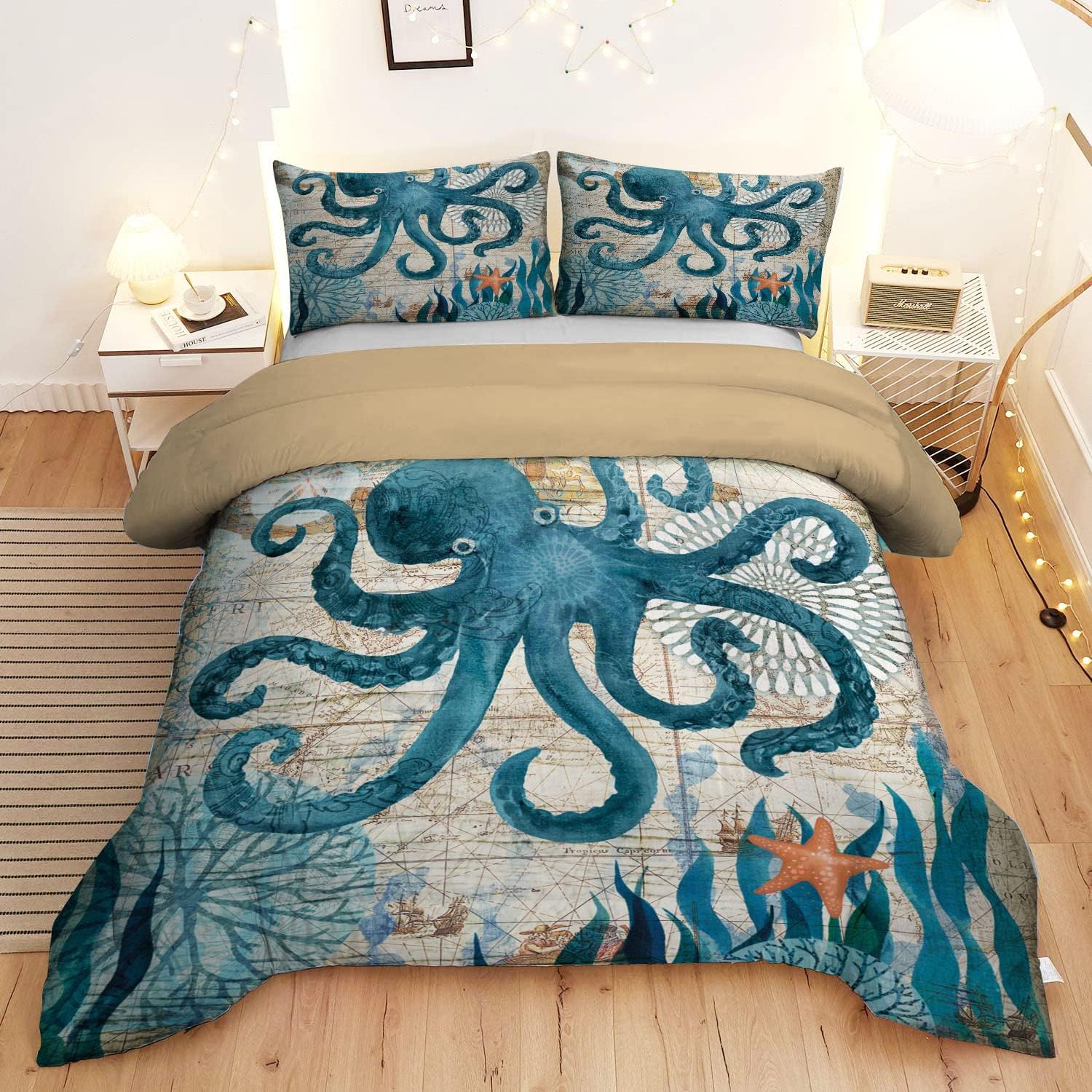 MUSOLEI Ocean Themed Comforter Set Queen Size