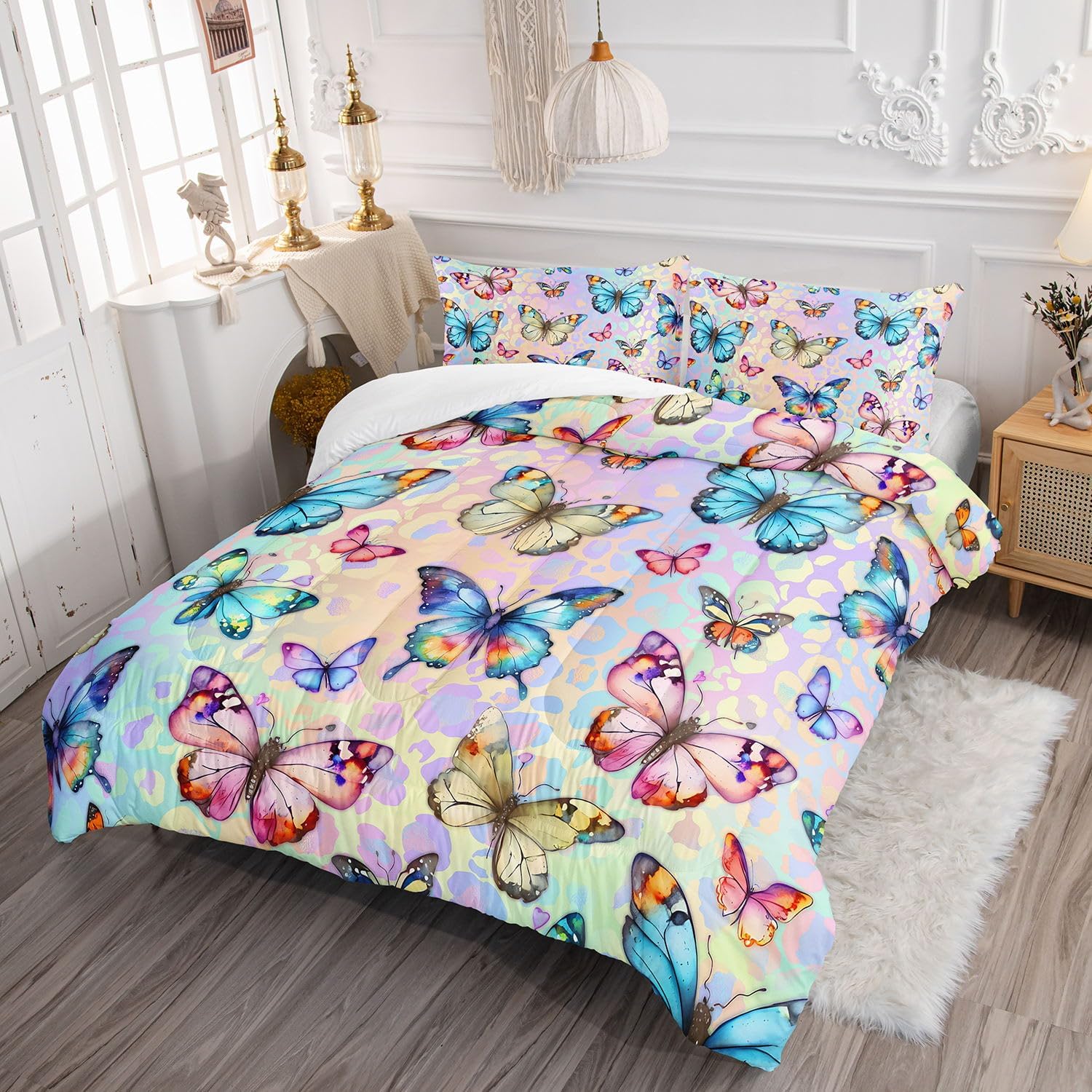 Kids Comforter Set Butterfly Pattern Twin Bedding 1