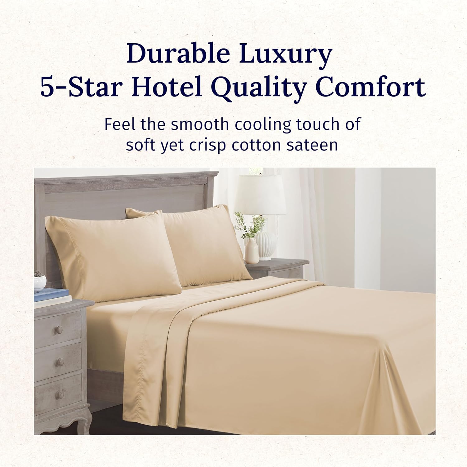 California Design Den Twin Bed Sheet Set 600 Thread Count Cotton Sateen