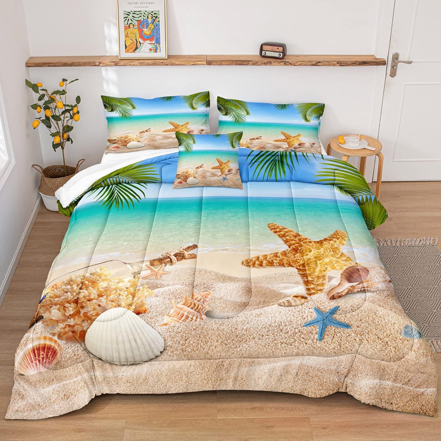 MOVE OVER 4 Piece King Size Beachy Comforter Set