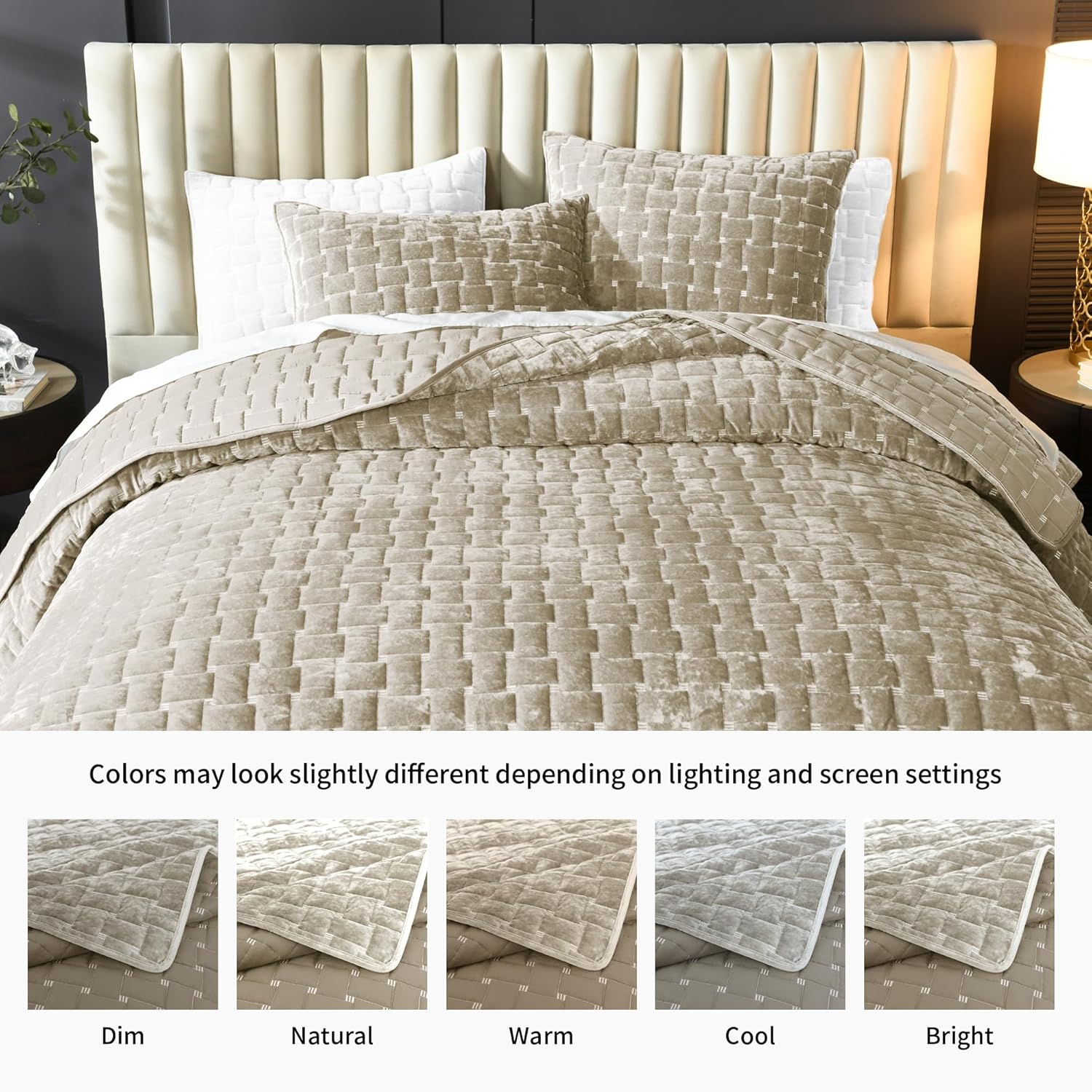 Grassix Velvet Quilt Set King Size 3 Pieces