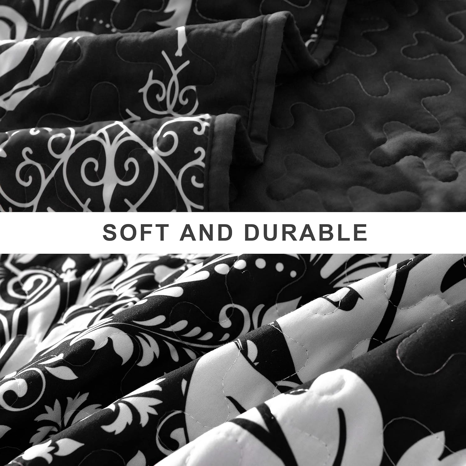 DJY Black Quilt Set King Size 3 Pieces 1