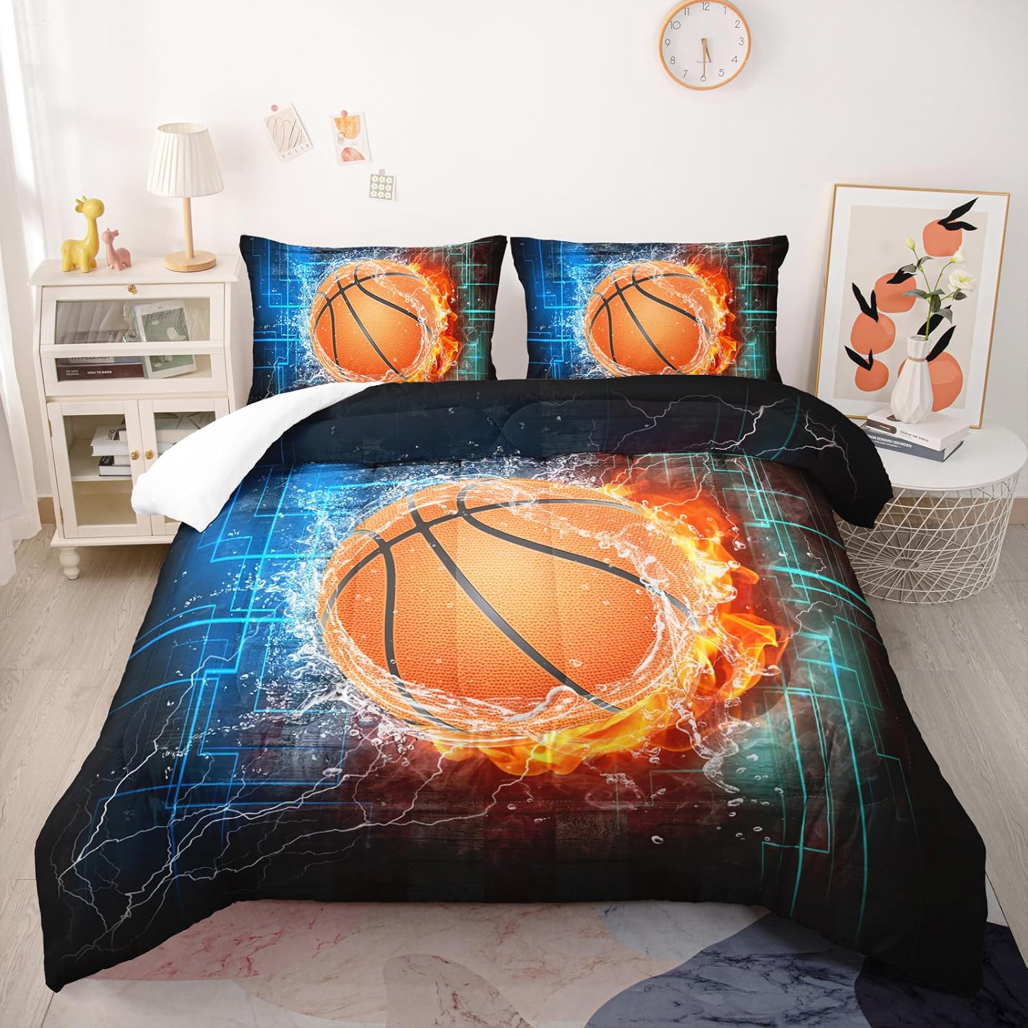 Nttopship Basketball Boys 3-Piece Comforter Set