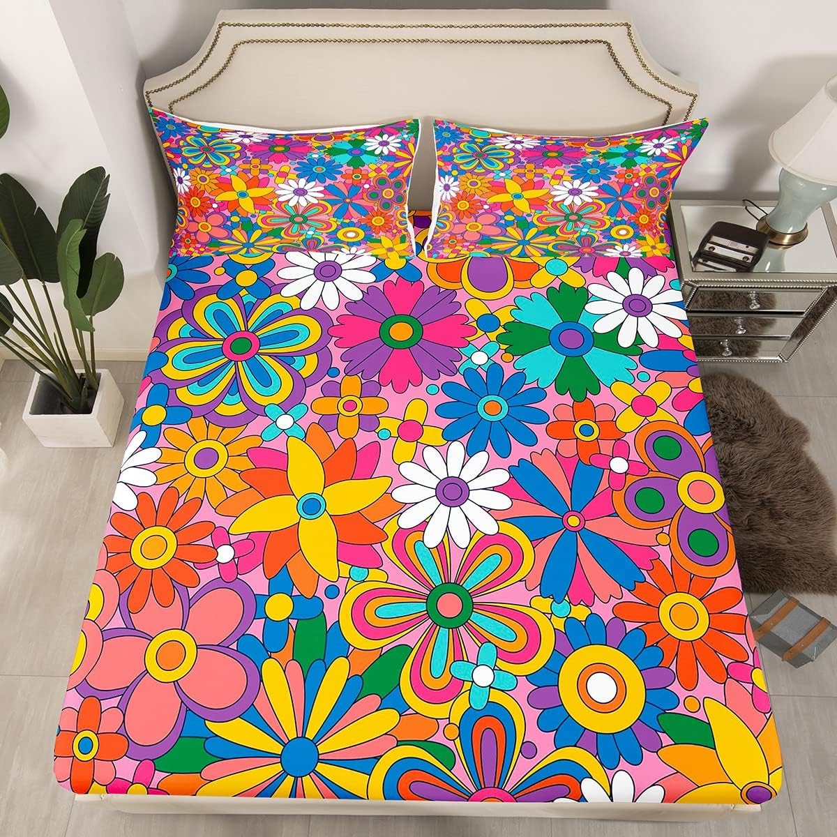 Feelyou Floral Boho Bed Sheet Set for Kids