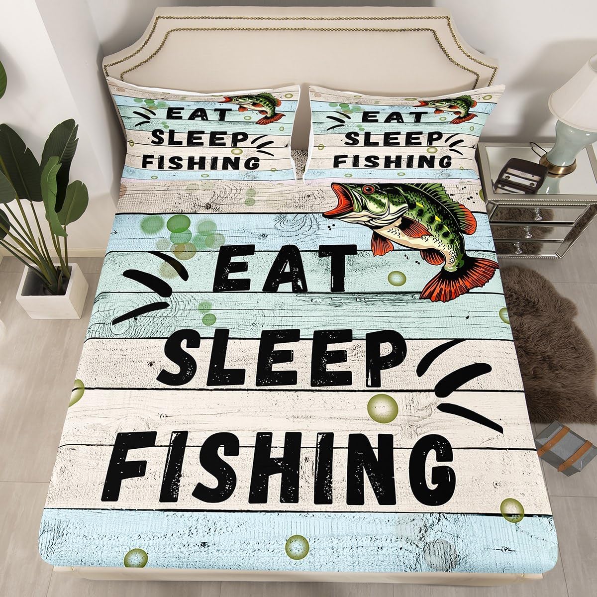 Feelyou Big Pike Fish Fitted Sheet Set for Kids