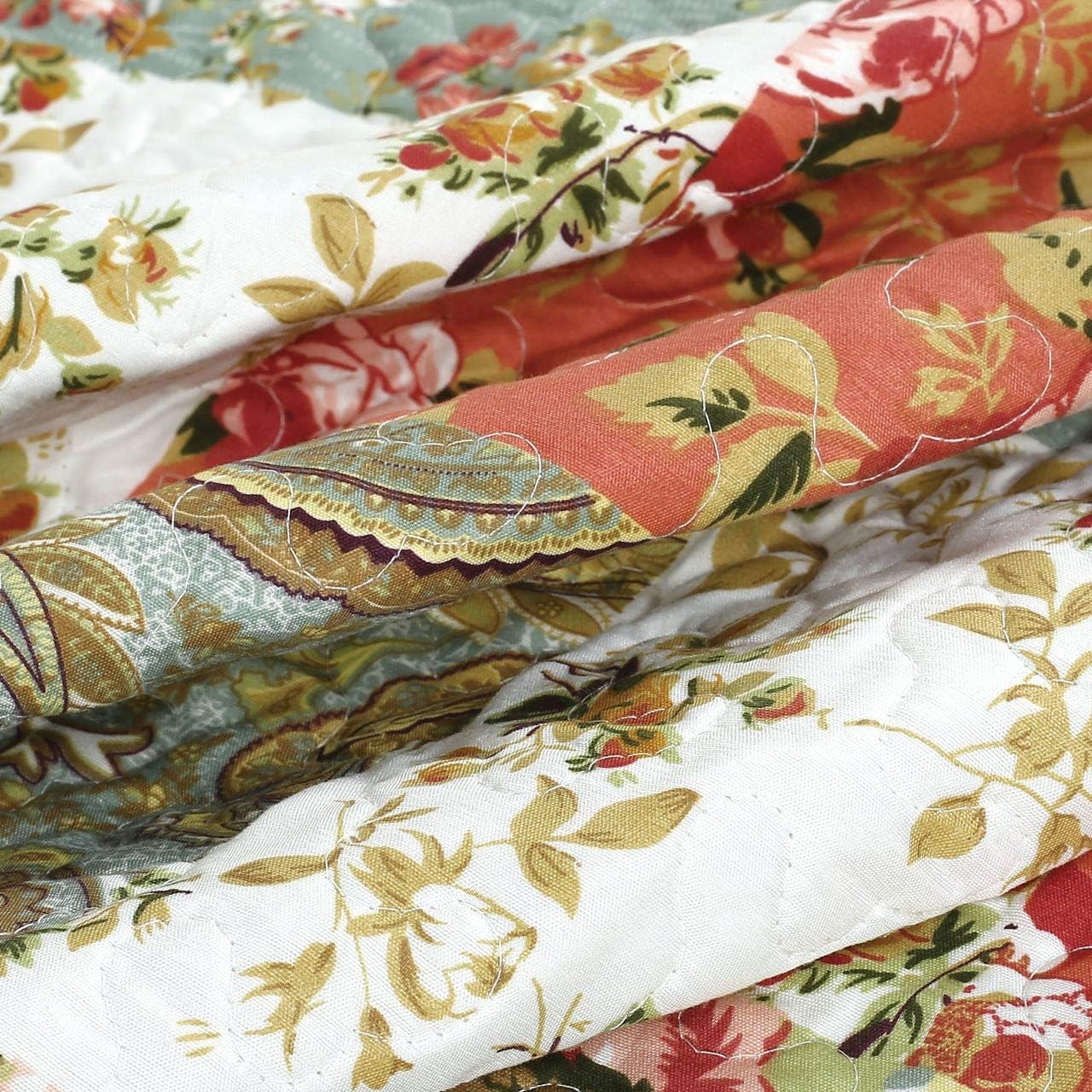 Legacy Decor 3 PCS Paisley Reversible Bedspread Quilt Coverlet Set
