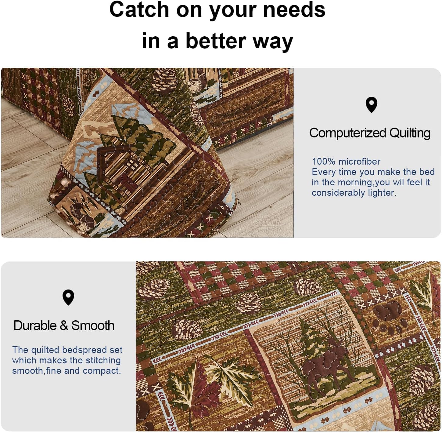 Ycosy Moose Bear Quilt Set Twin Size 1