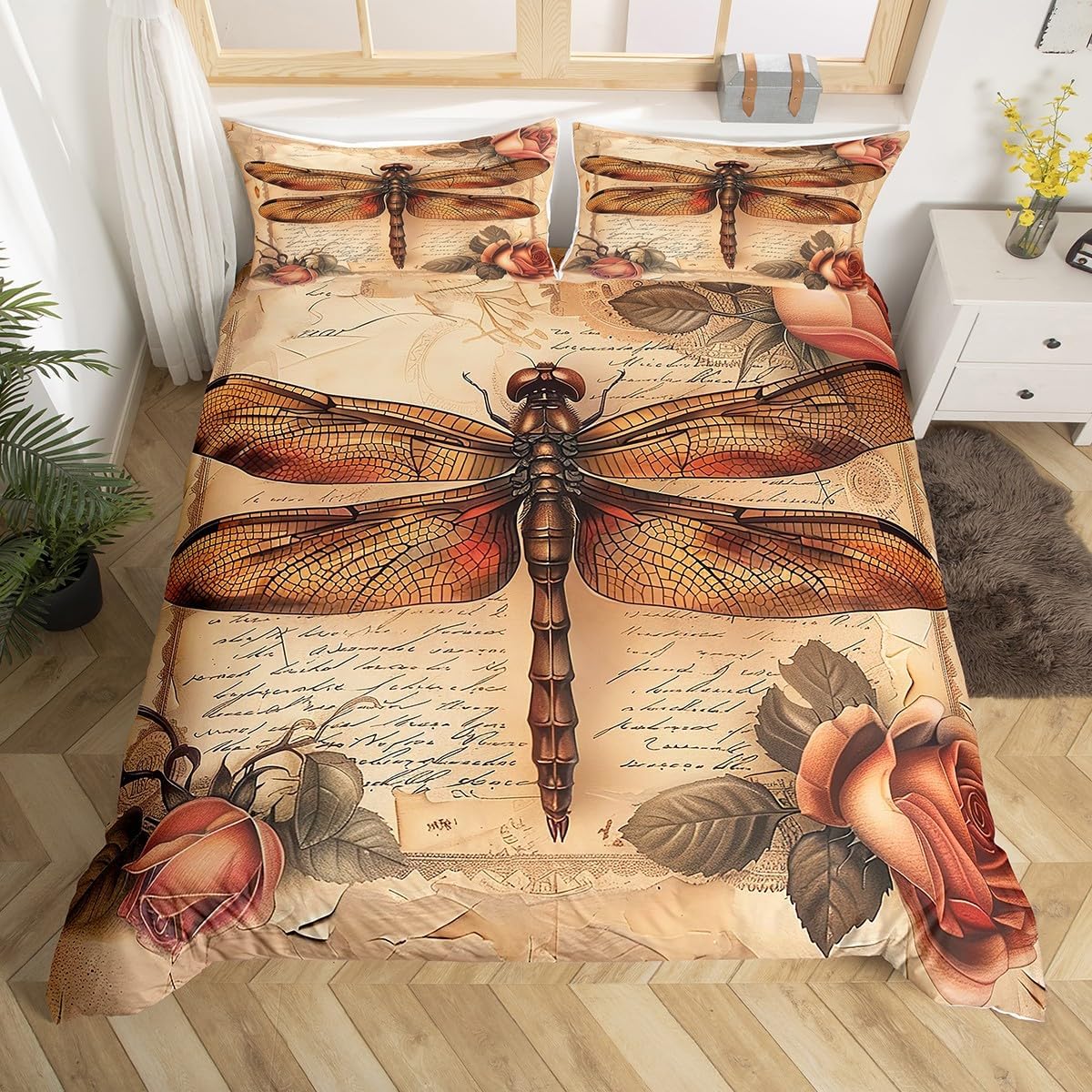 Manfei Dragonfly Duvet Cover Set Twin Size
