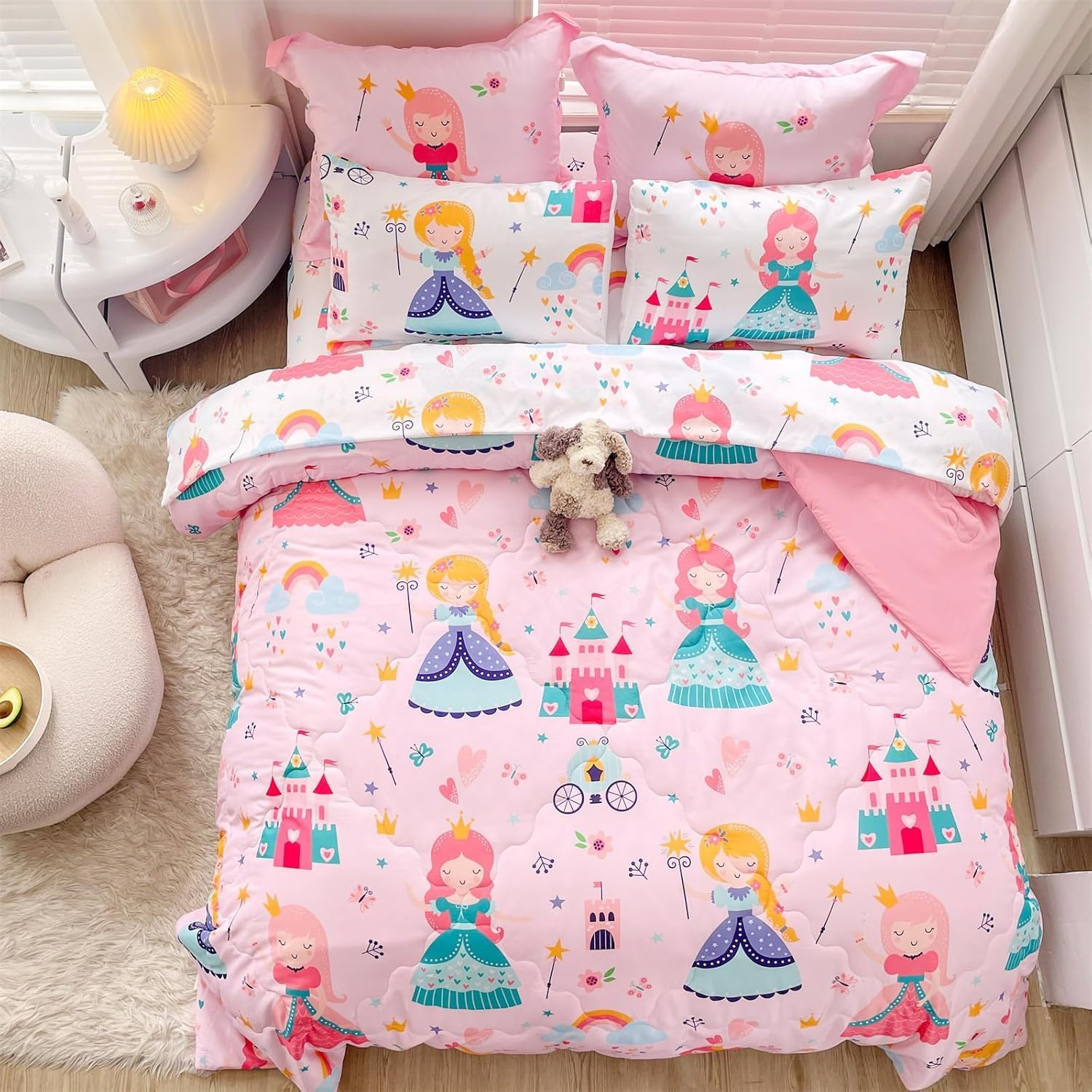 Wajade Kids Princess Comforter Set Queen 3 Piece