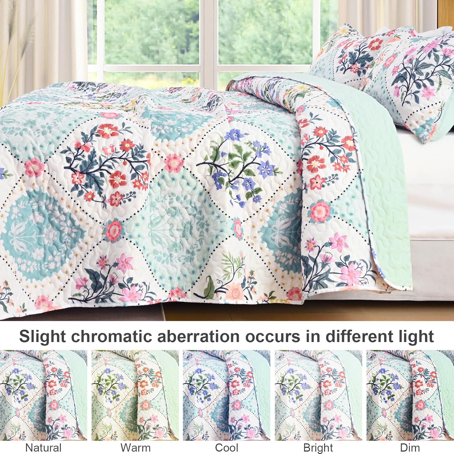 Uspring Queen Size Soybean Fiber Quilt Set with Pillow Shams